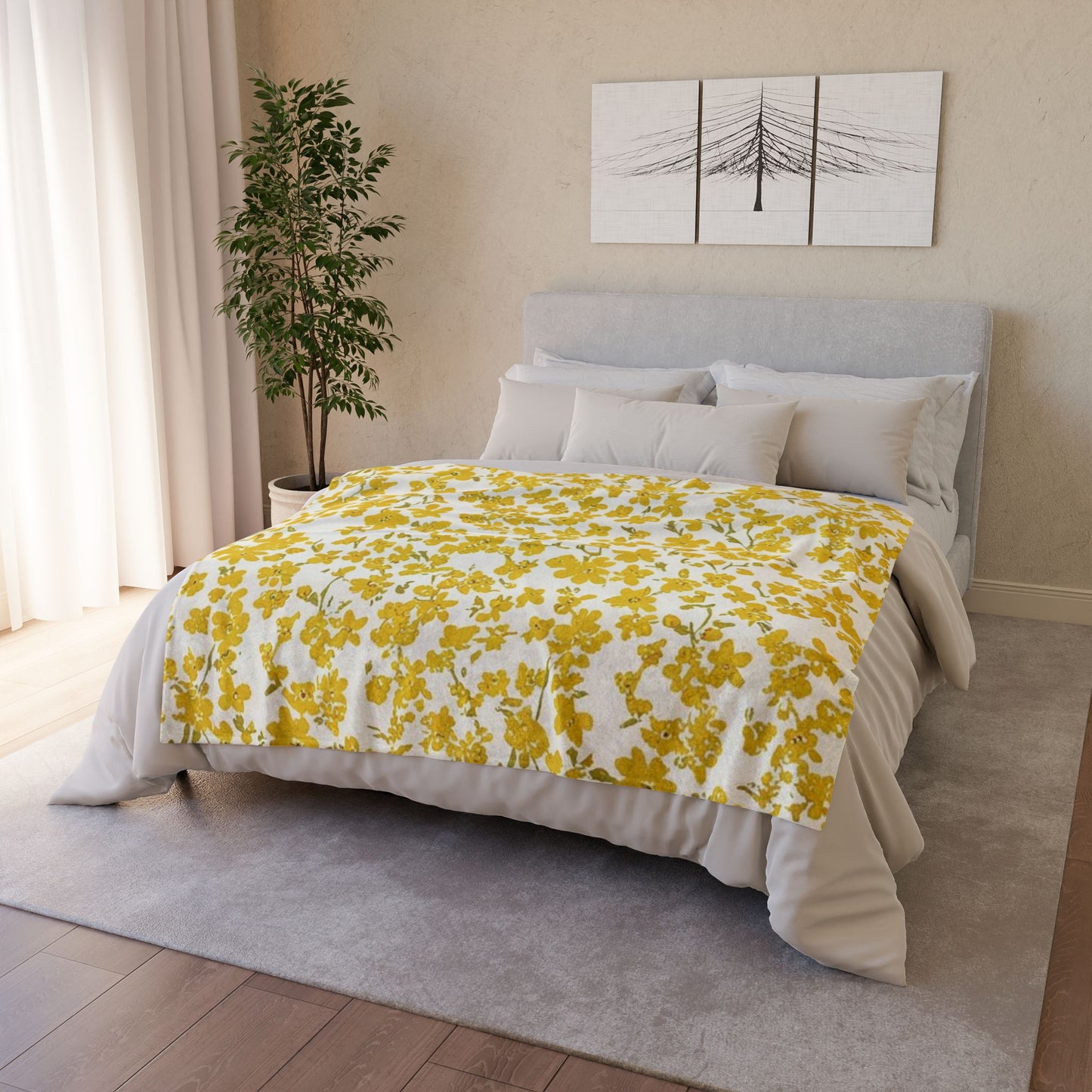 Bright Floral Soft Polyester Blanket - Cozy Spring Vibes for Home Decor