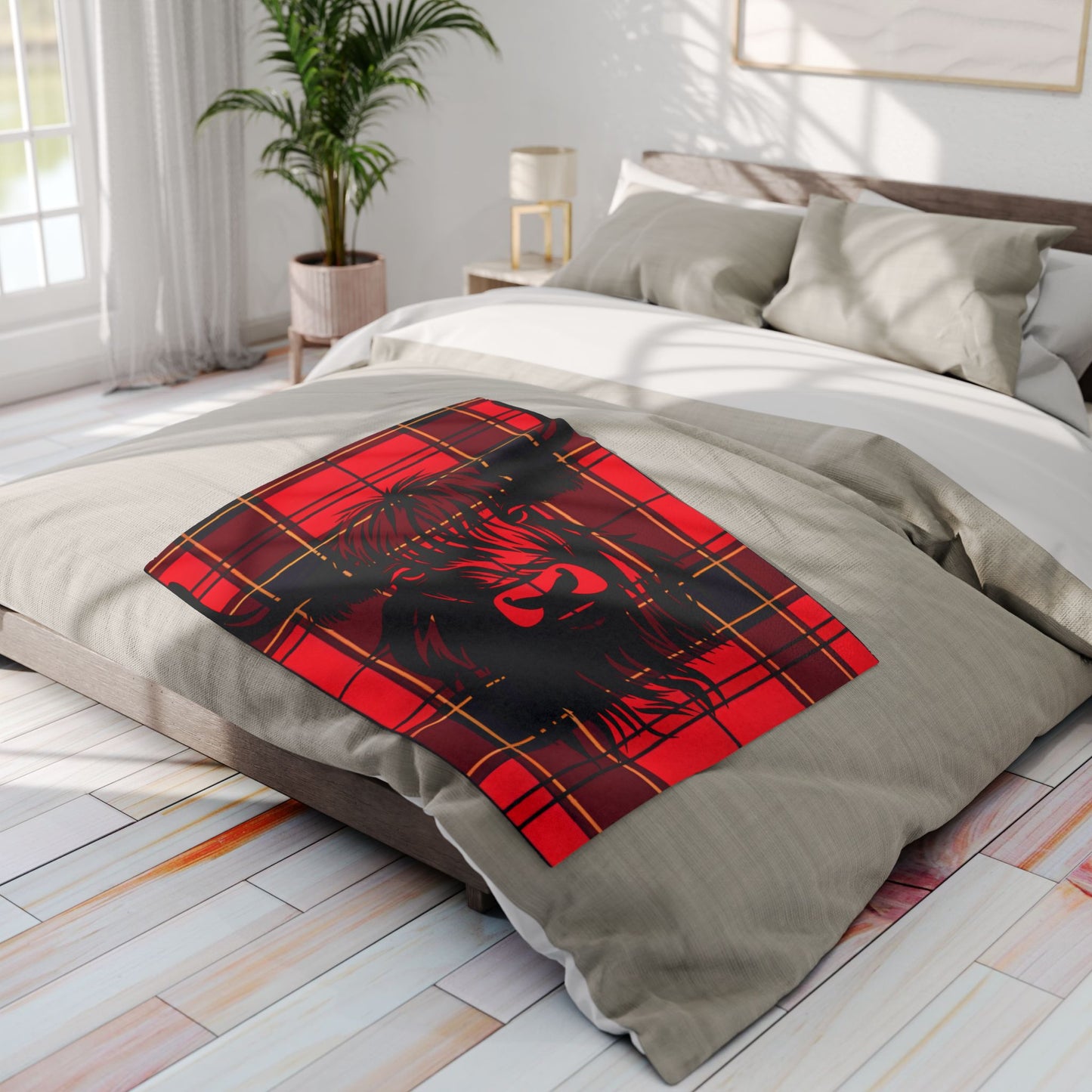 Cozy Highland Cattle Fleece Blanket – Perfect Gift for Home Decor, Winter Comfort, Plaid Throw, Unique Cow Art, Animal Lover's Cozy Decor