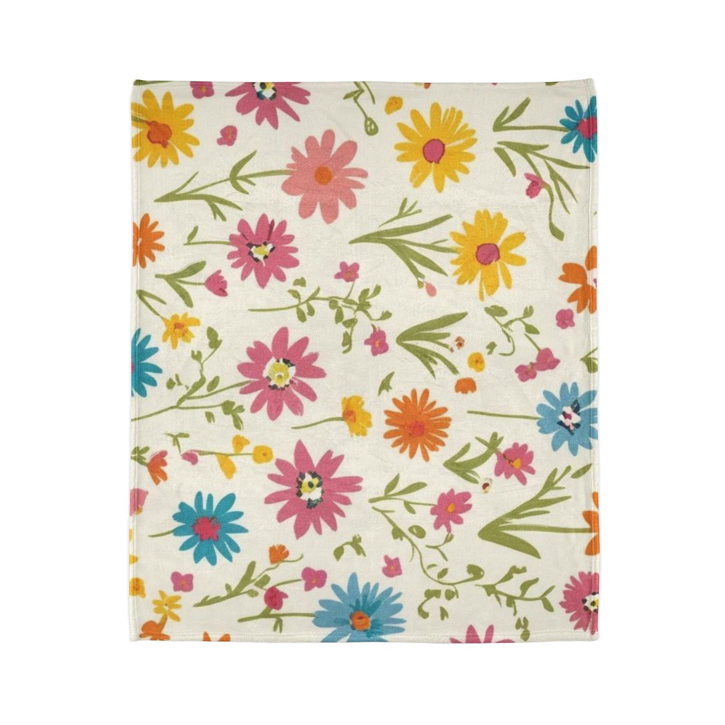 Bright Floral Soft Polyester Blanket - Perfect for Cozying Up & Home Decor