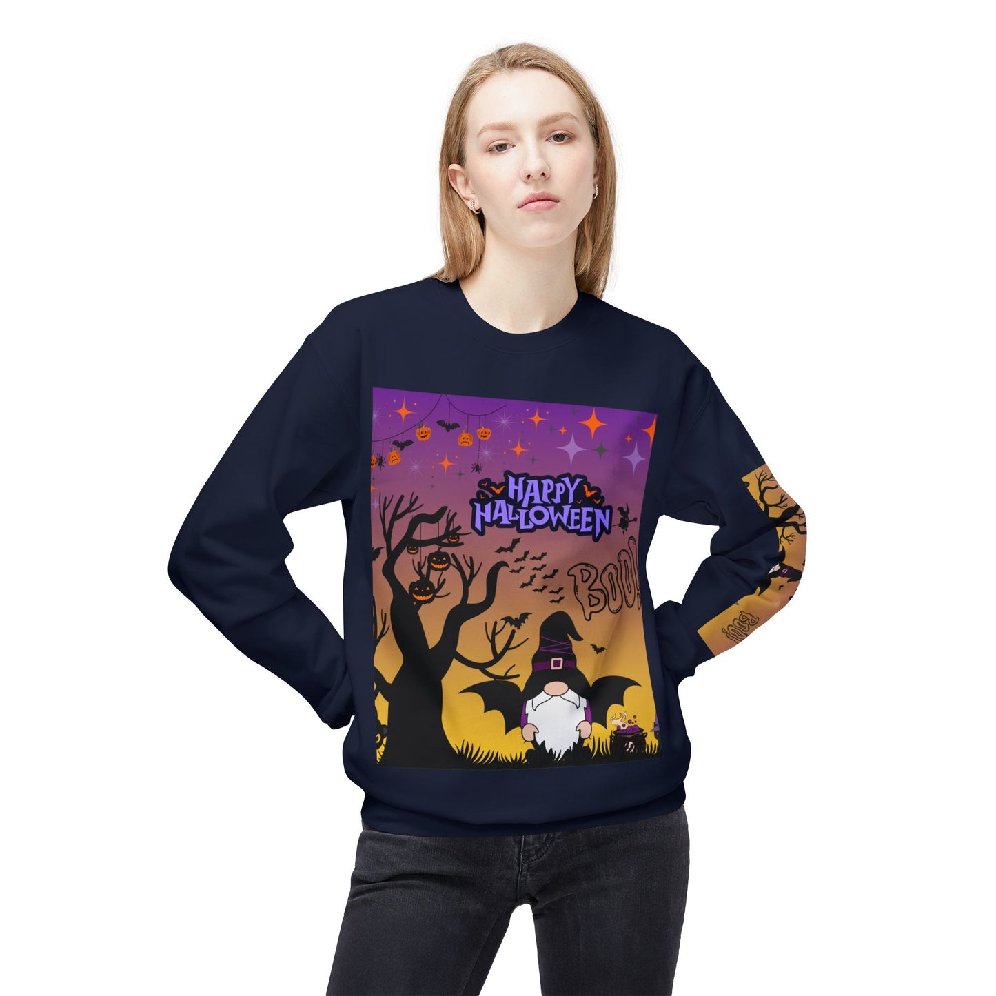 Halloween Crewneck Sweatshirt, Unisex Fleece Top, Funny Fall Apparel, Spooky Season Sweater, Cozy Halloween Outfit, Gift for Her/Him