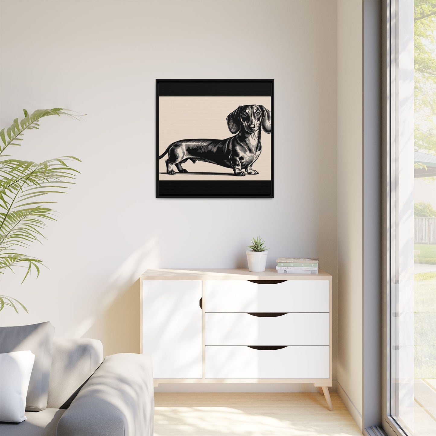 Dachshund Art Print - Charming Framed Canvas Decor for Dog Lovers
