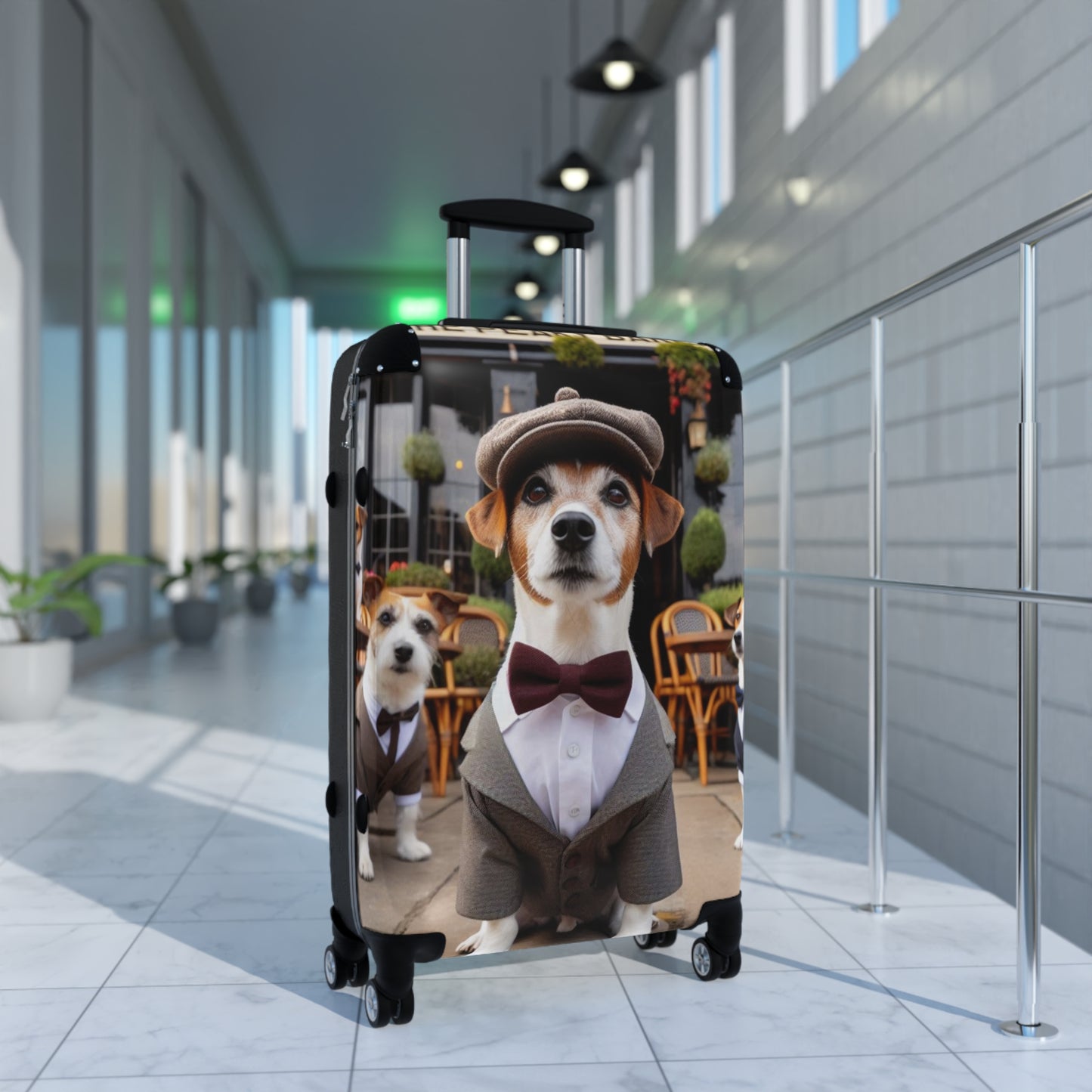 Stylish Dog Suitcase - Adorable Jack Russell in a bow tie