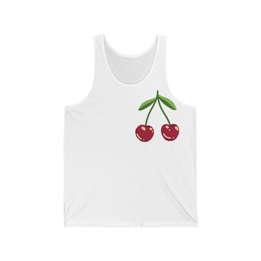 Cherry Graphic Unisex Jersey Tank Top - Casual Summer Wear