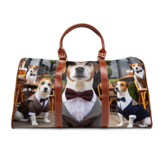 Stylish Waterproof Travel Bag with Dapper Dog Design