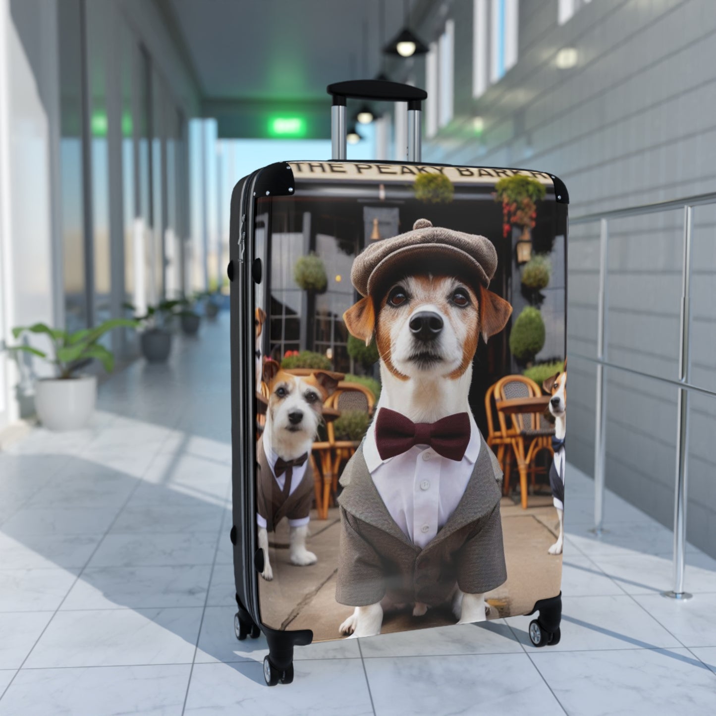 Stylish Dog Suitcase - Adorable Jack Russell in a bow tie