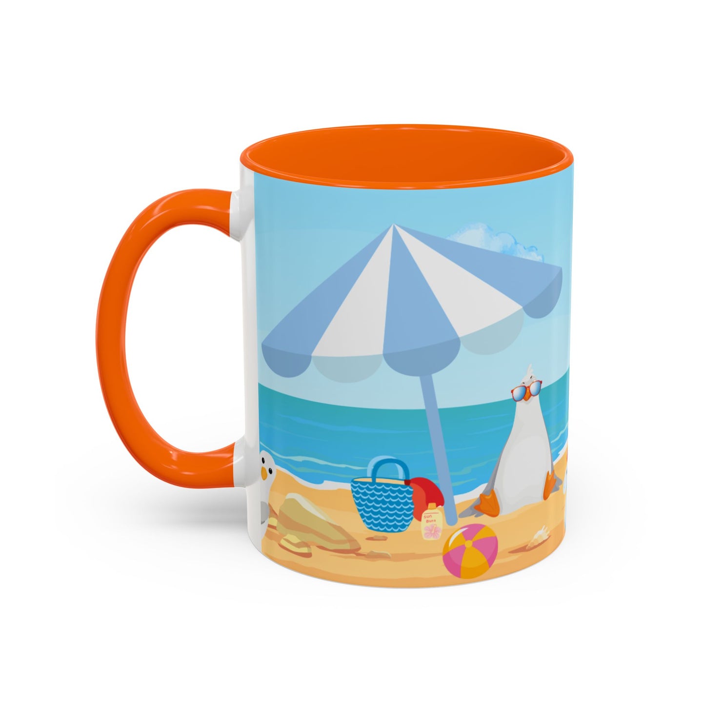 Beach Vibe Coffee Mug, Fun Summer Mug, Seagull Design Mug, Cute Gift for Beach Lovers, Tropical Drinkware
