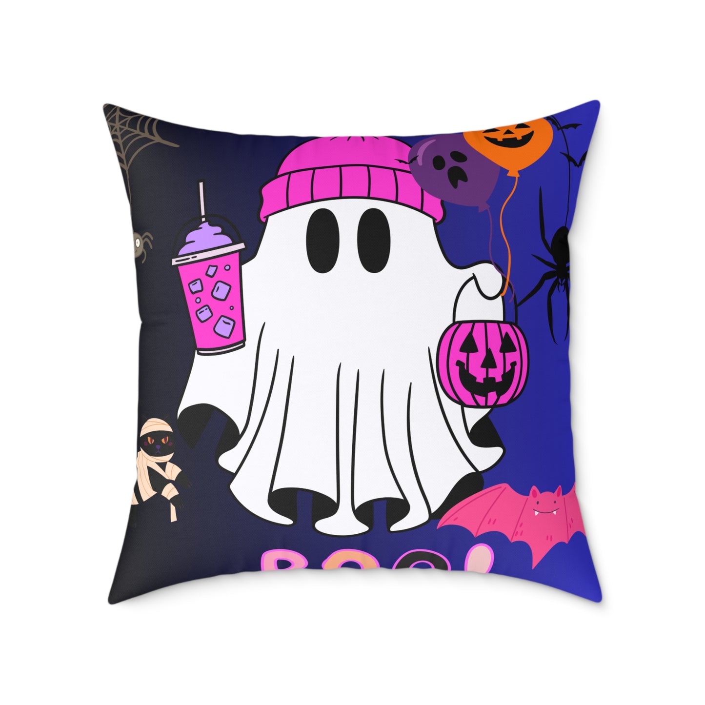 Halloween Ghost Poly Canvas Pillow, Cute Ghost Decor, Fall Accent, Spooky Home, Halloween Gift, Holiday Pillow
