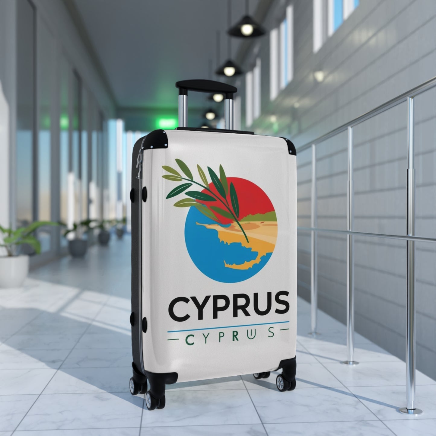 Stylish Cyprus Suitcase with Olive Branch Design - Perfect for Travel Lovers