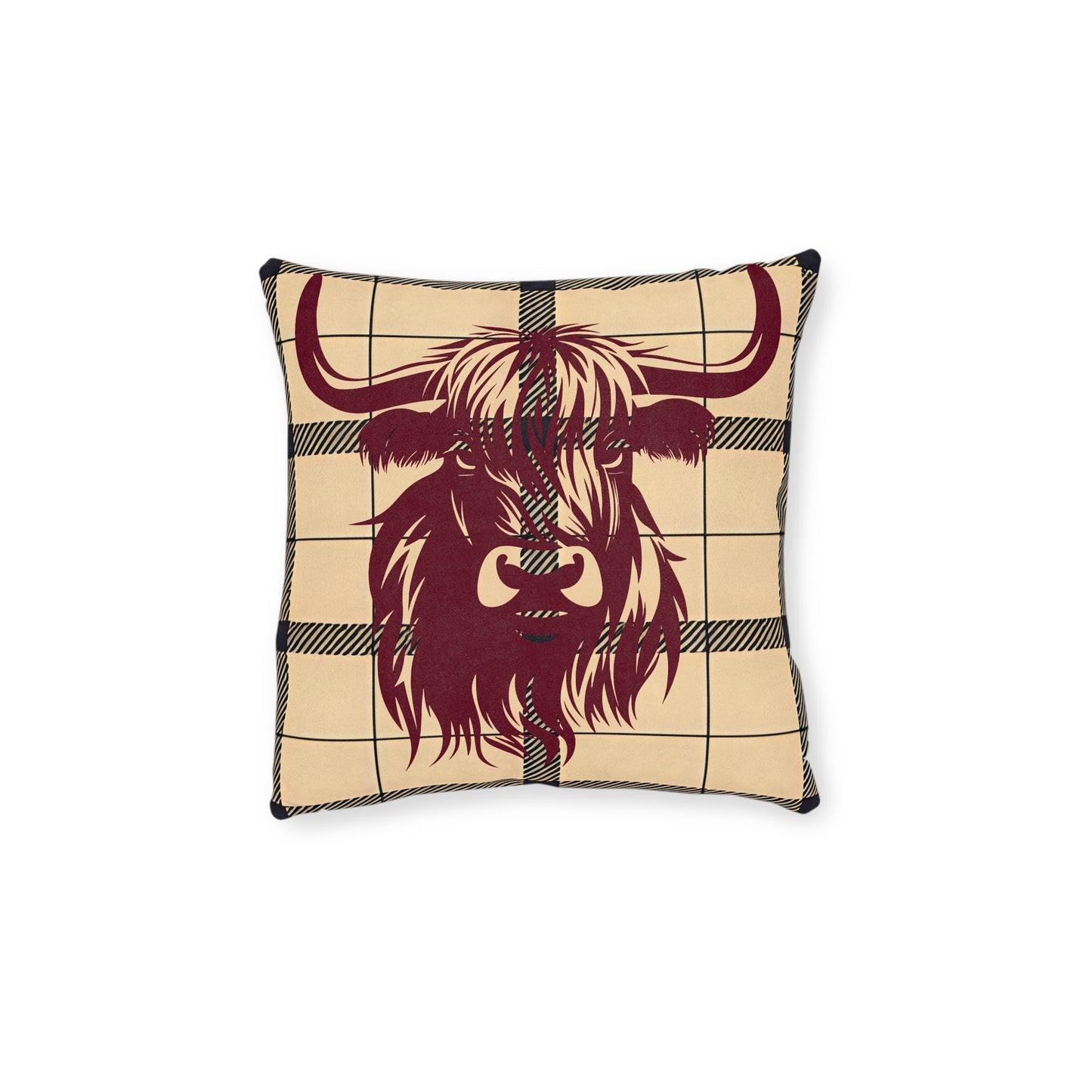 Highland Cow Square Pillow, Cozy Animal Decor, Rustic Home Accent, Farmhouse Gift, Perfect for Couches and Bedrooms