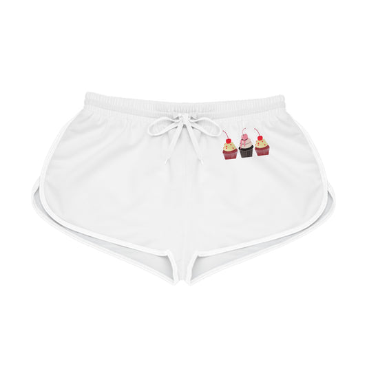 Delightful Cupcake Women's Relaxed Shorts, Summer Loungewear, Cute Pajama Shorts, Ice Cream Party Outfit, Gifts for Dessert Lovers