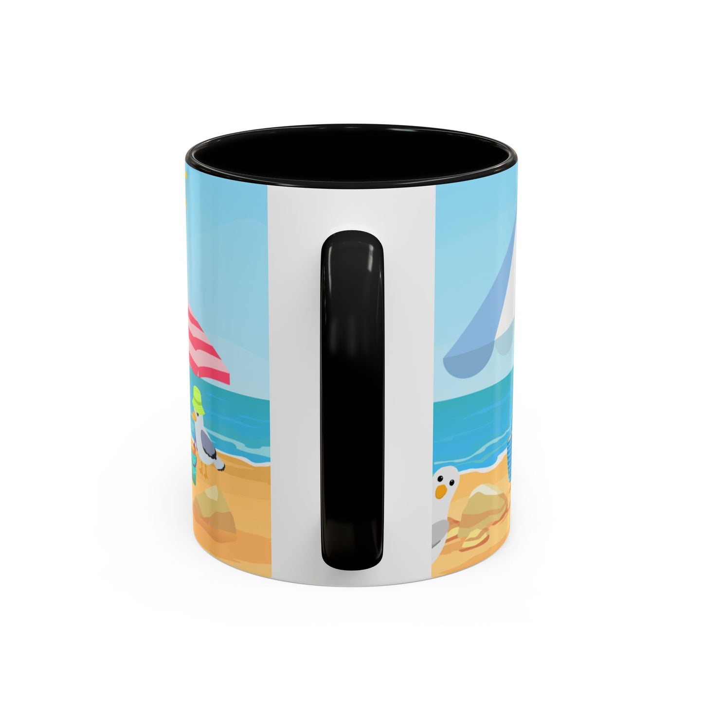 Beach Vibe Coffee Mug, Fun Summer Mug, Seagull Design Mug, Cute Gift for Beach Lovers, Tropical Drinkware