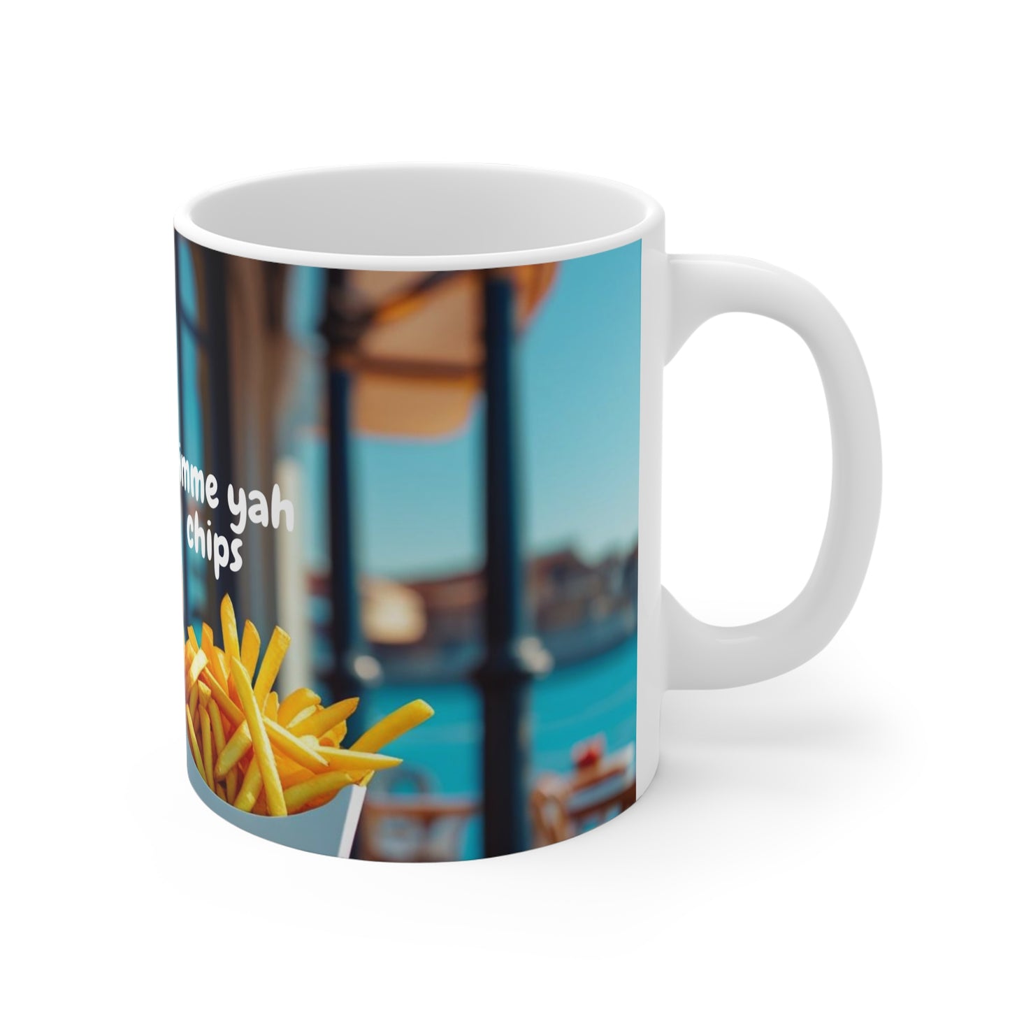 Humorous Seagull Mug: Gimme Ya Chips Coffee Cup, Funny Gift for Animal Lovers, Beach Vibes, Perfect for Friends, Unique Kitchen Decor