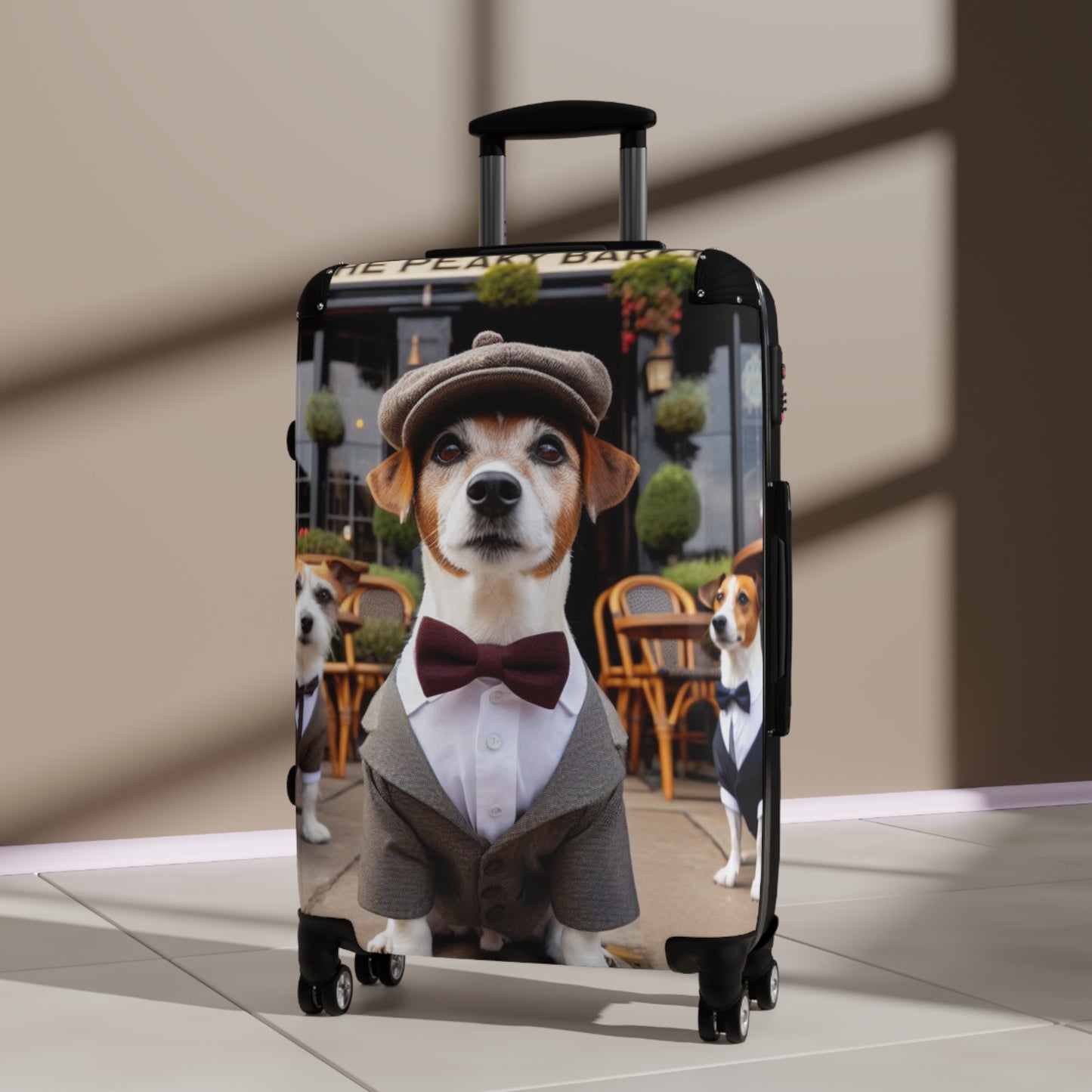 Stylish Dog Suitcase - Adorable Jack Russell in a bow tie