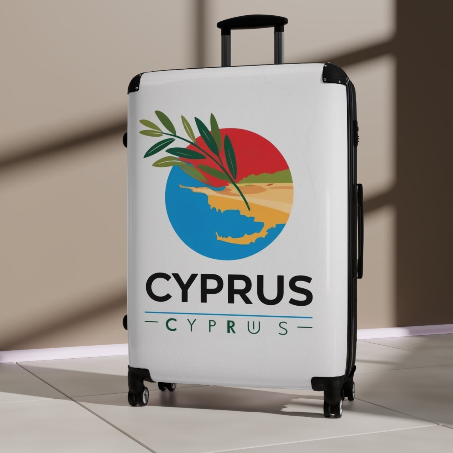 Stylish Cyprus Suitcase with Olive Branch Design - Perfect for Travel Lovers