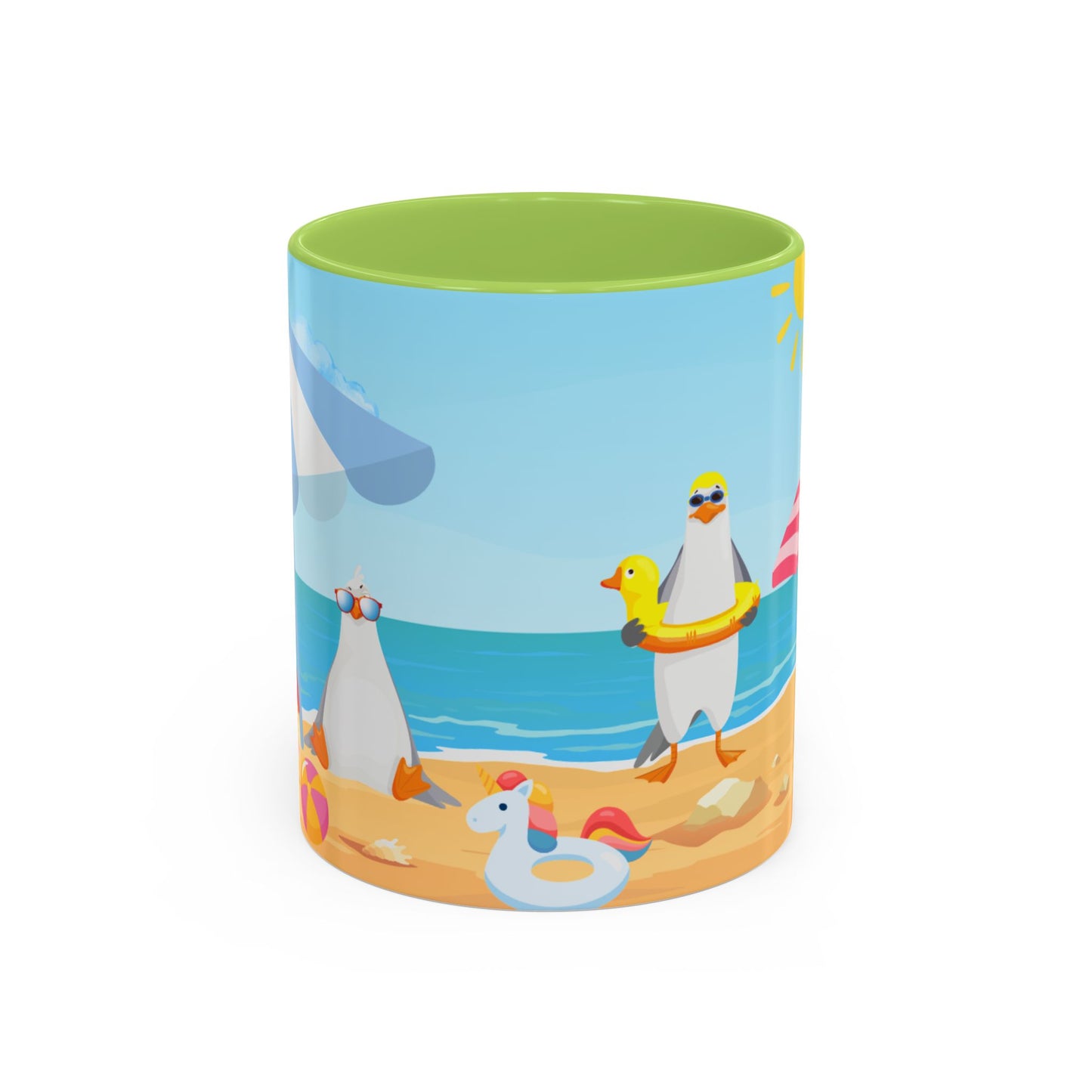 Beach Vibe Coffee Mug, Fun Summer Mug, Seagull Design Mug, Cute Gift for Beach Lovers, Tropical Drinkware