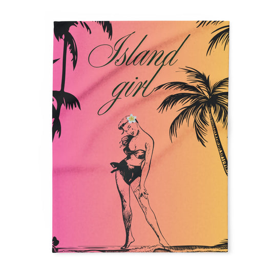 Tropical Fleece Blanket, Cozy Beach Blanket, Summer Home Decor, Gift for Island Lovers, Boho Throw Blanket, Colorful Decorative Blanket