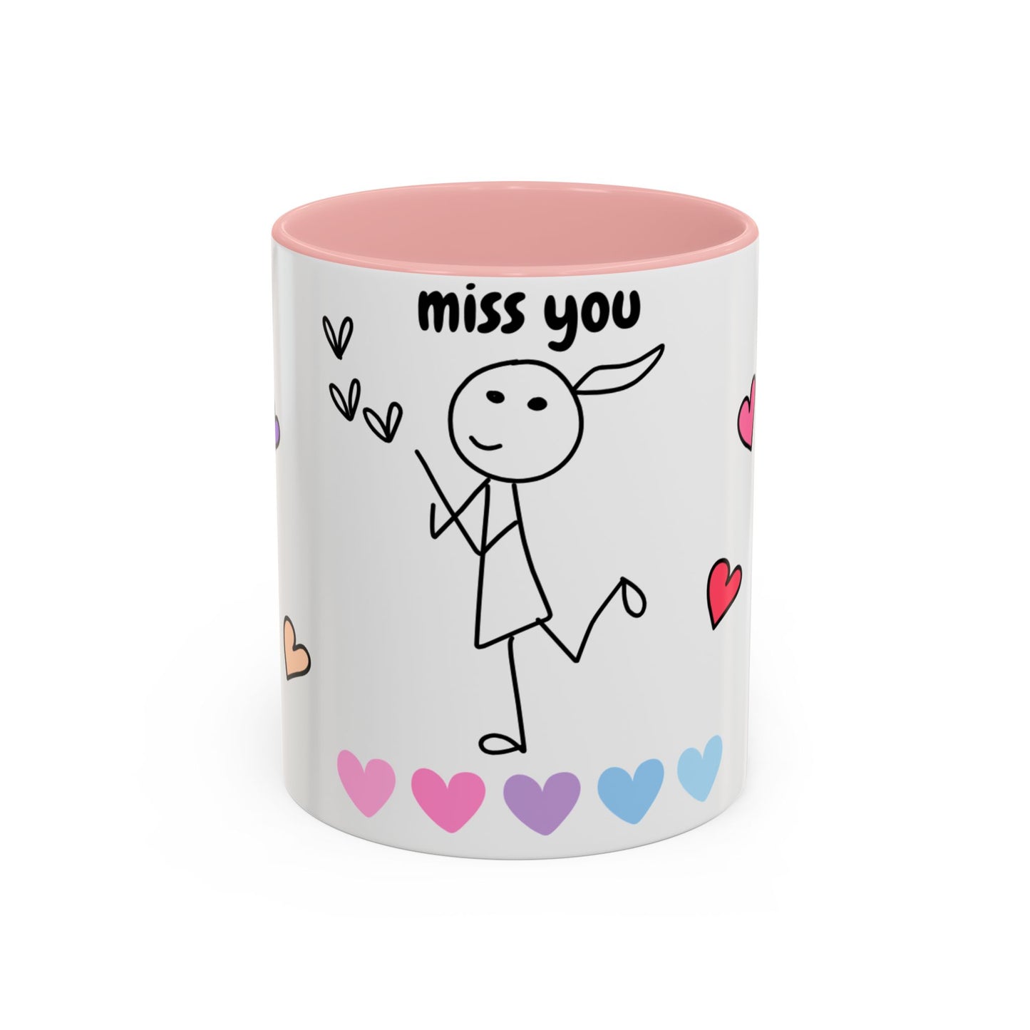 Heartfelt Miss You Accent Coffee Mug, Cute Gift for Friends, Personalized Coffee Cup, Thoughtful Gift for Loved Ones, Cheerful Home Decor