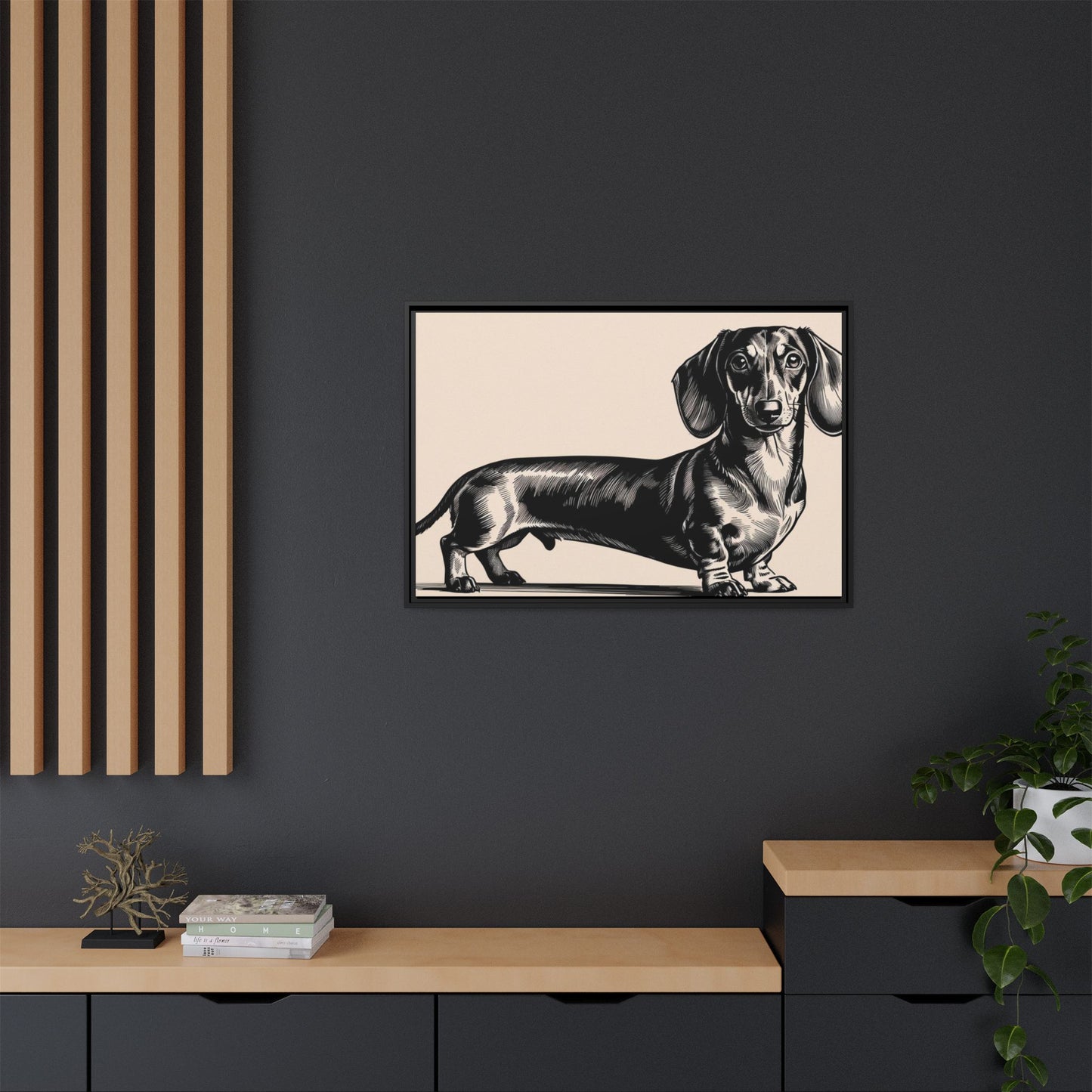 Dachshund Art Print - Charming Framed Canvas Decor for Dog Lovers