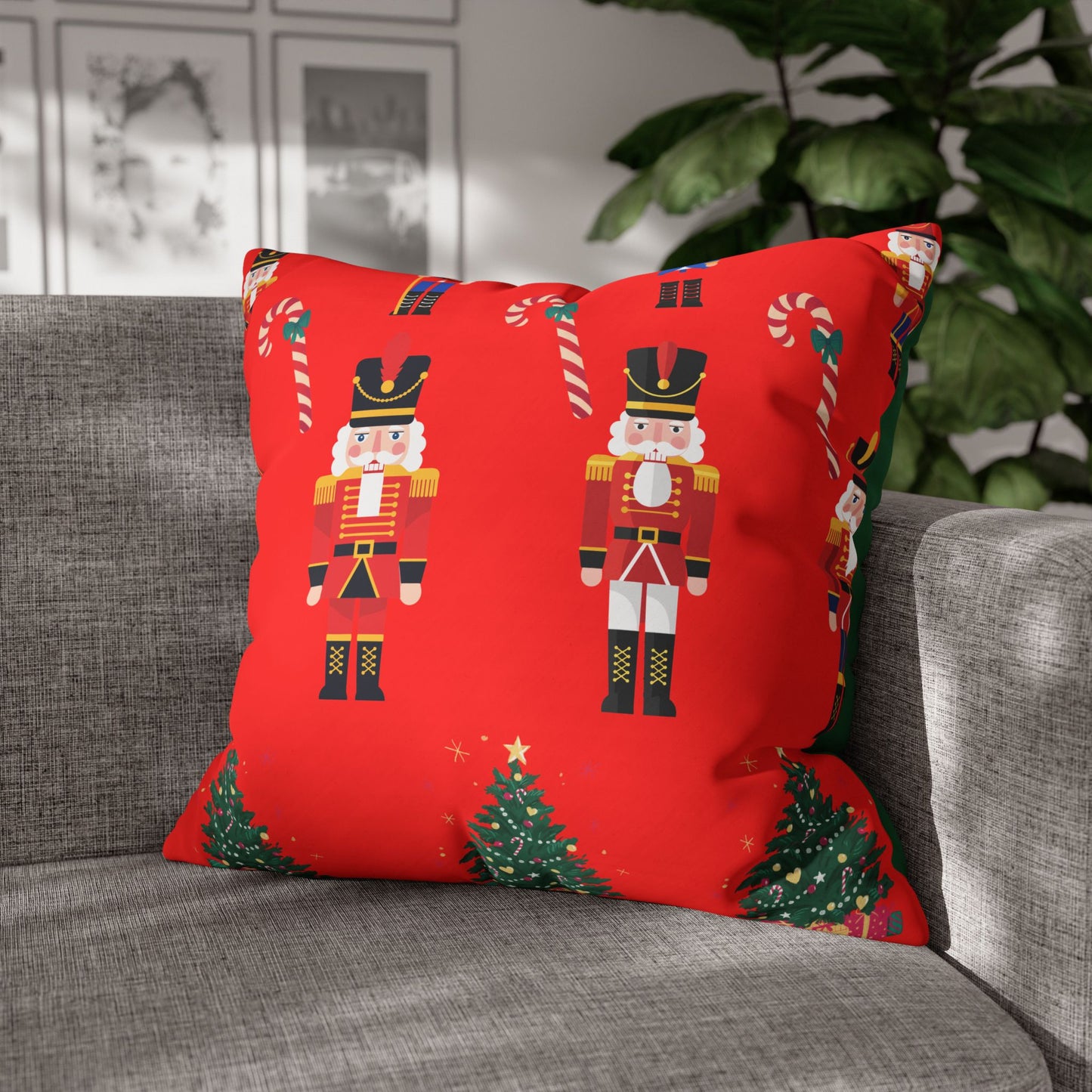 Nutcracker Christmas Pillowcase — Festive Red Holiday Throw Pillow Cover
