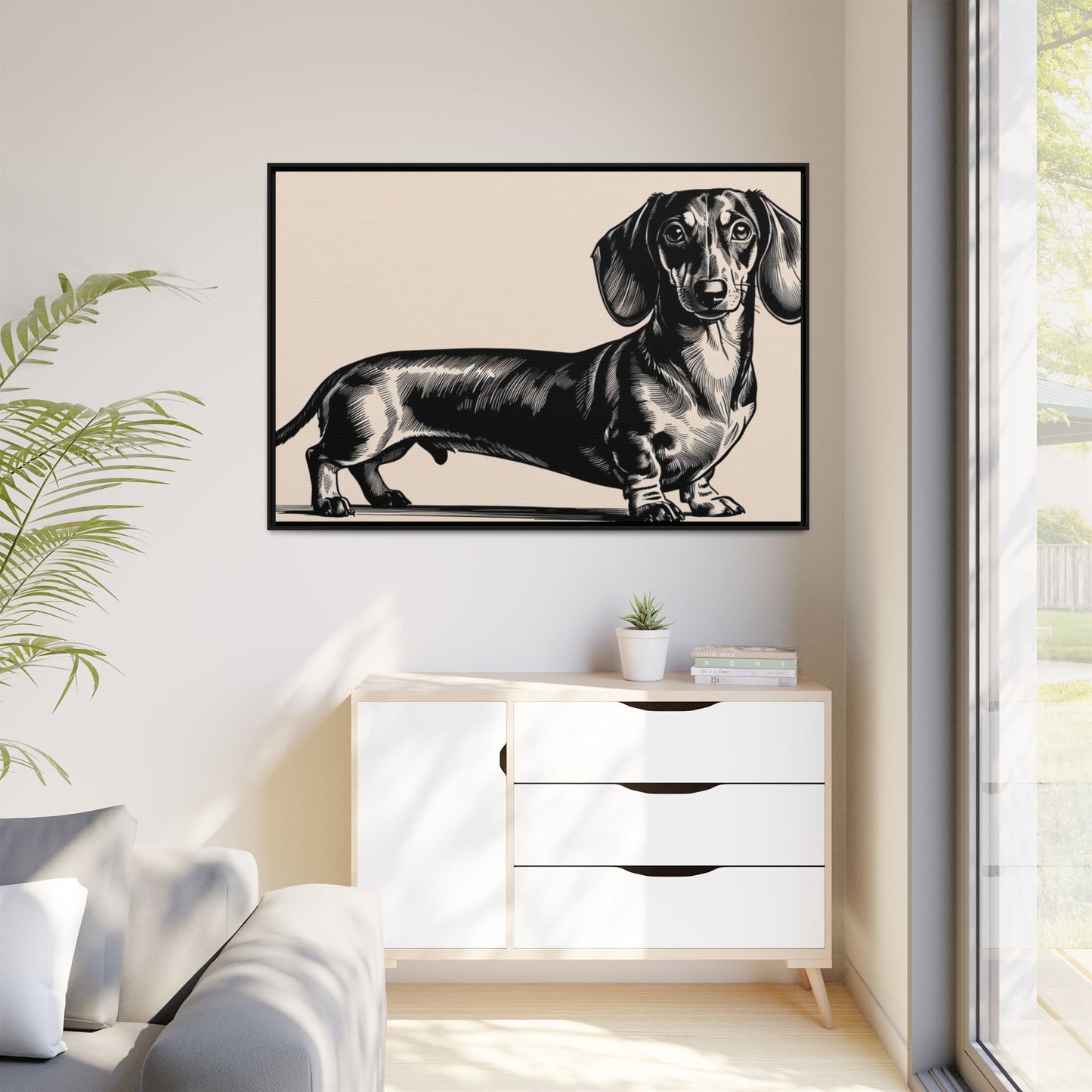 Dachshund Art Print - Charming Framed Canvas Decor for Dog Lovers