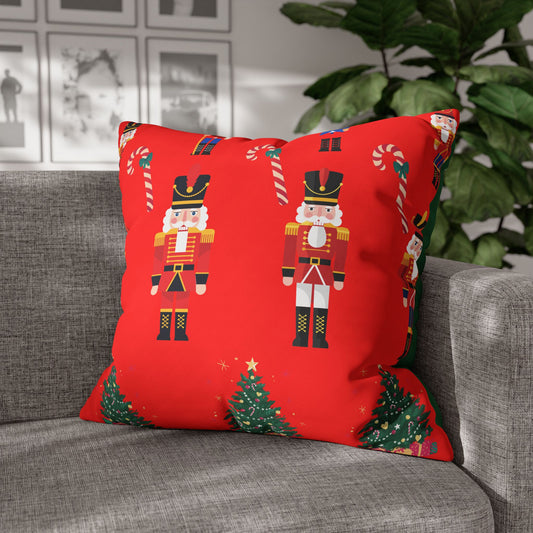 Nutcracker Christmas Pillowcase — Festive Red Holiday Throw Pillow Cover