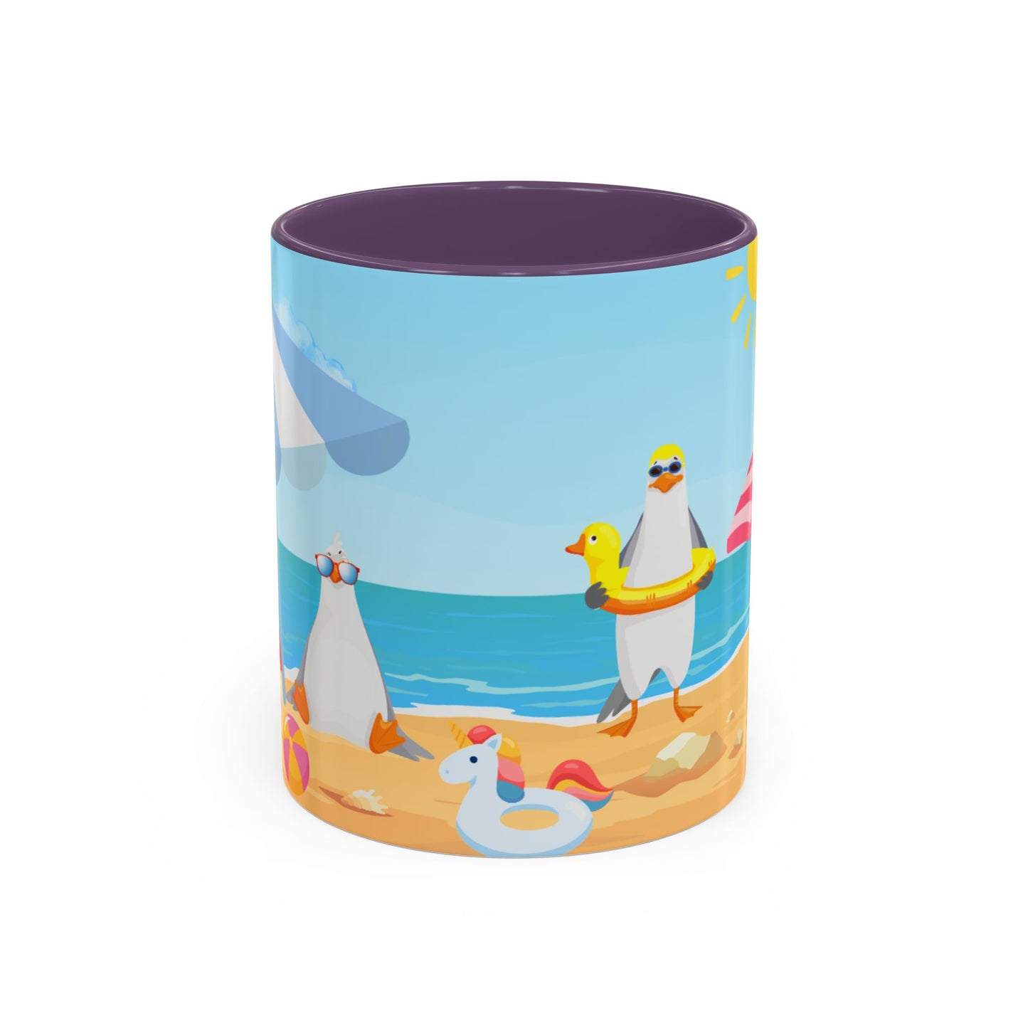Beach Vibe Coffee Mug, Fun Summer Mug, Seagull Design Mug, Cute Gift for Beach Lovers, Tropical Drinkware