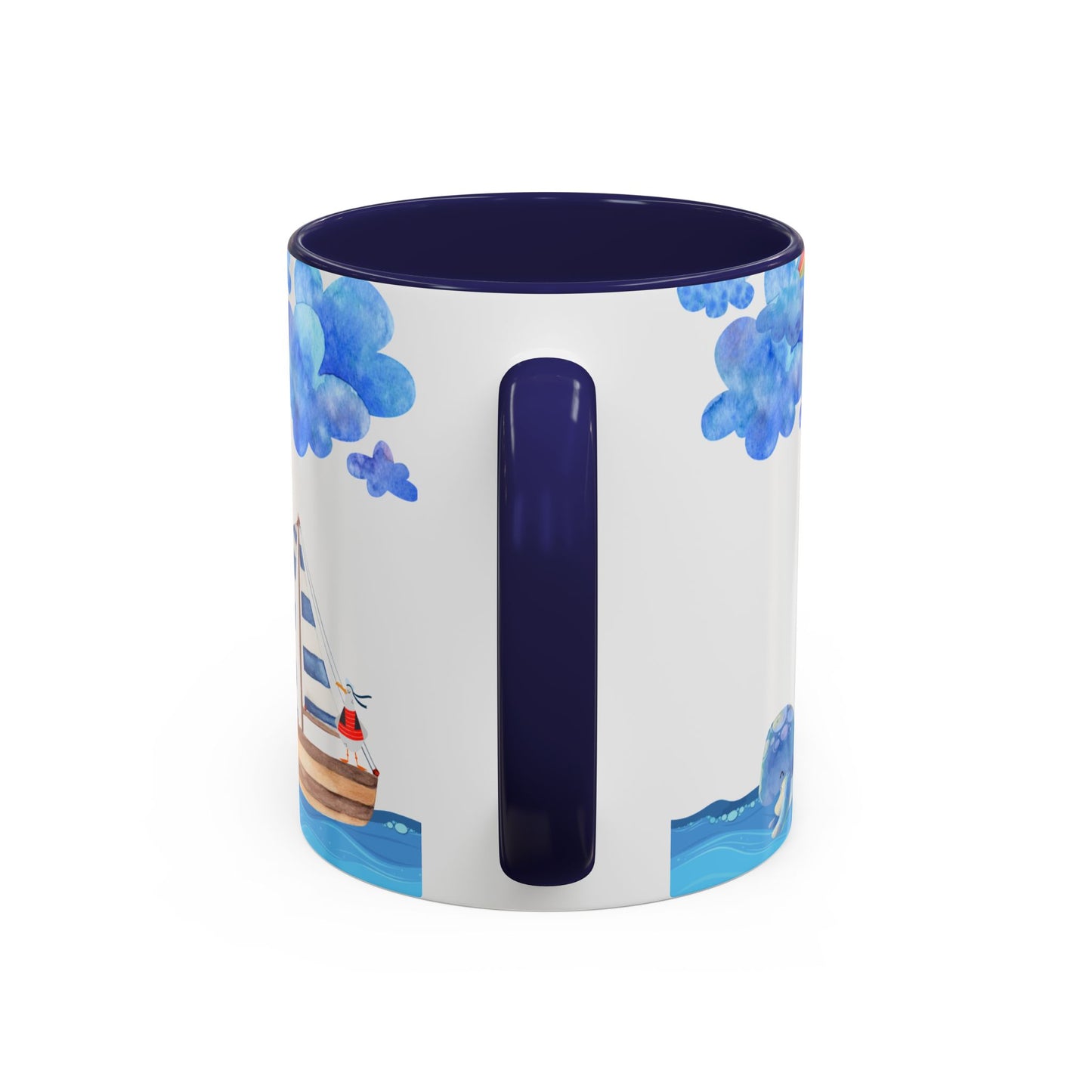 Ocean-Inspired Accent Coffee Mug, Nautical Decor, Lighthouse & Sailboat Design, Perfect Gift for Beach Lovers, Ideal for Home or Office