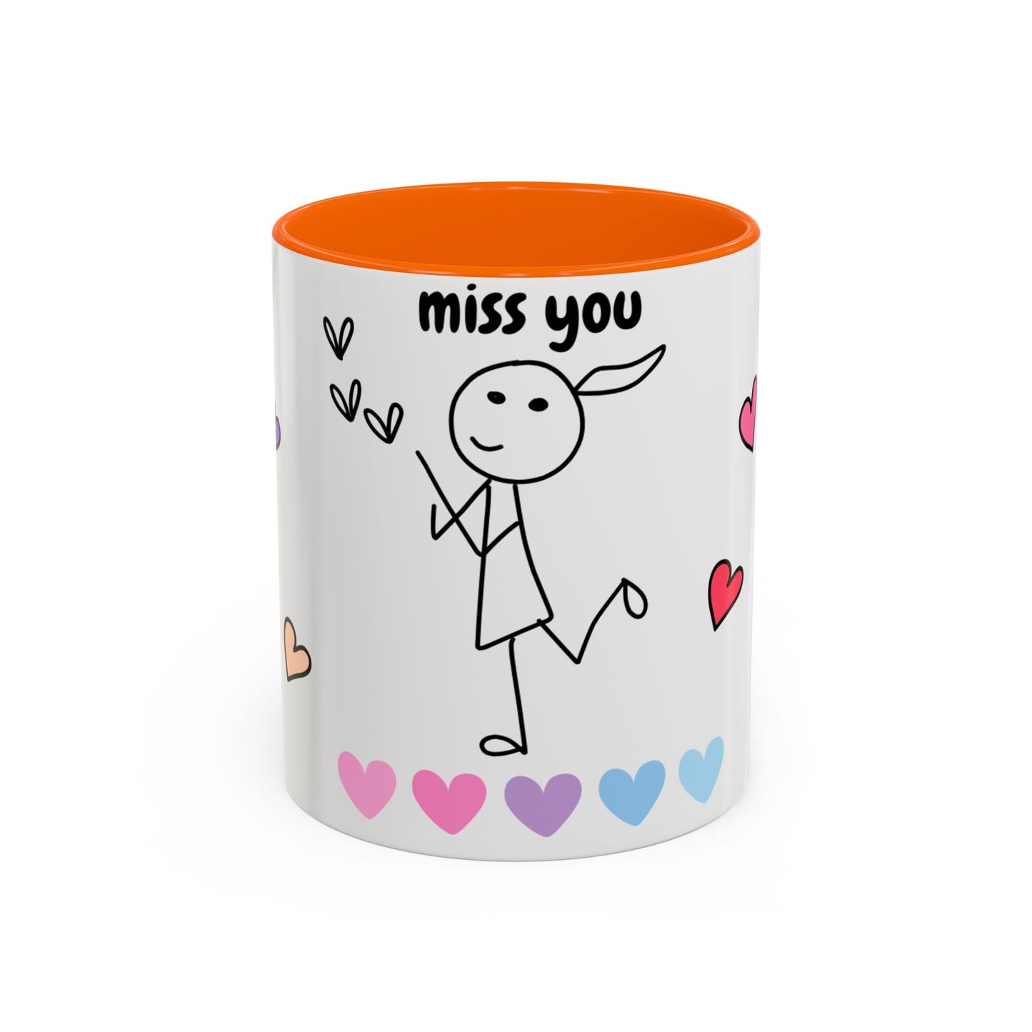 Heartfelt Miss You Accent Coffee Mug, Cute Gift for Friends, Personalized Coffee Cup, Thoughtful Gift for Loved Ones, Cheerful Home Decor