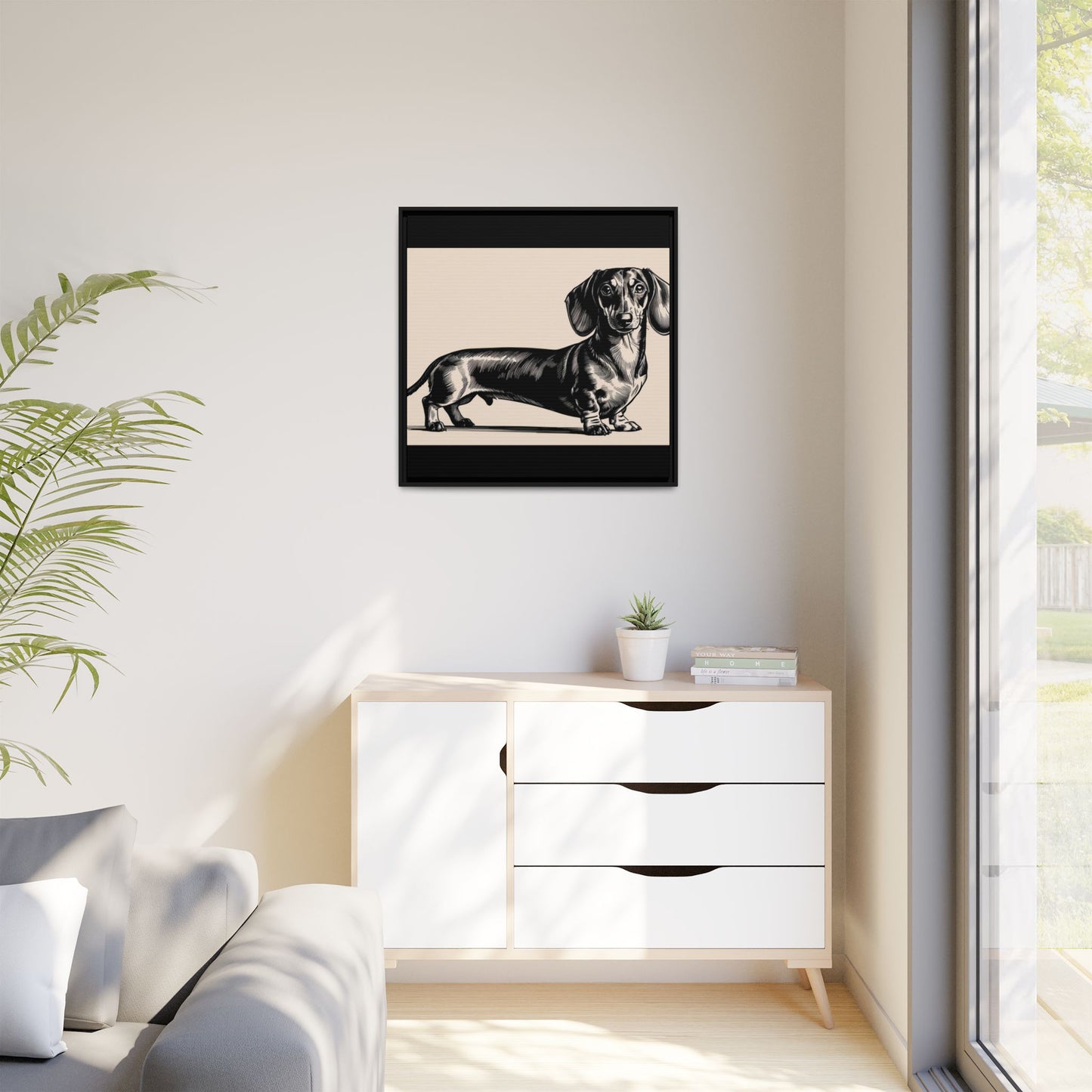 Dachshund Art Print - Charming Framed Canvas Decor for Dog Lovers