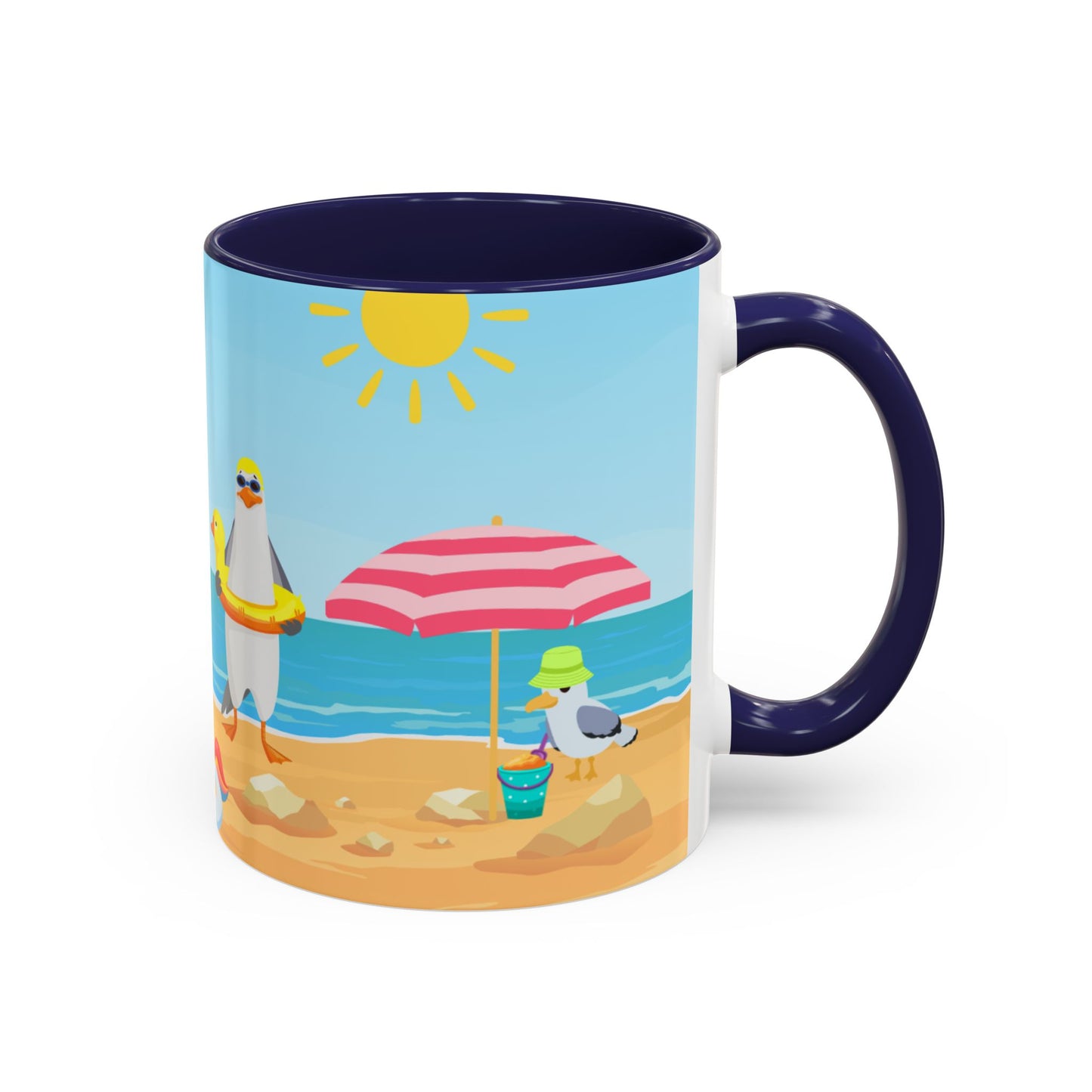 Beach Vibe Coffee Mug, Fun Summer Mug, Seagull Design Mug, Cute Gift for Beach Lovers, Tropical Drinkware