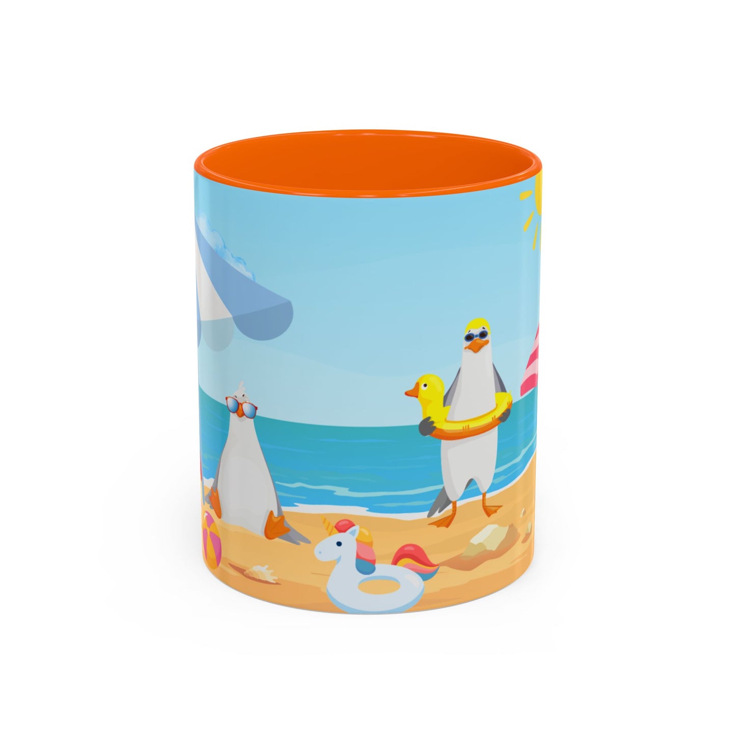 Beach Vibe Coffee Mug, Fun Summer Mug, Seagull Design Mug, Cute Gift for Beach Lovers, Tropical Drinkware