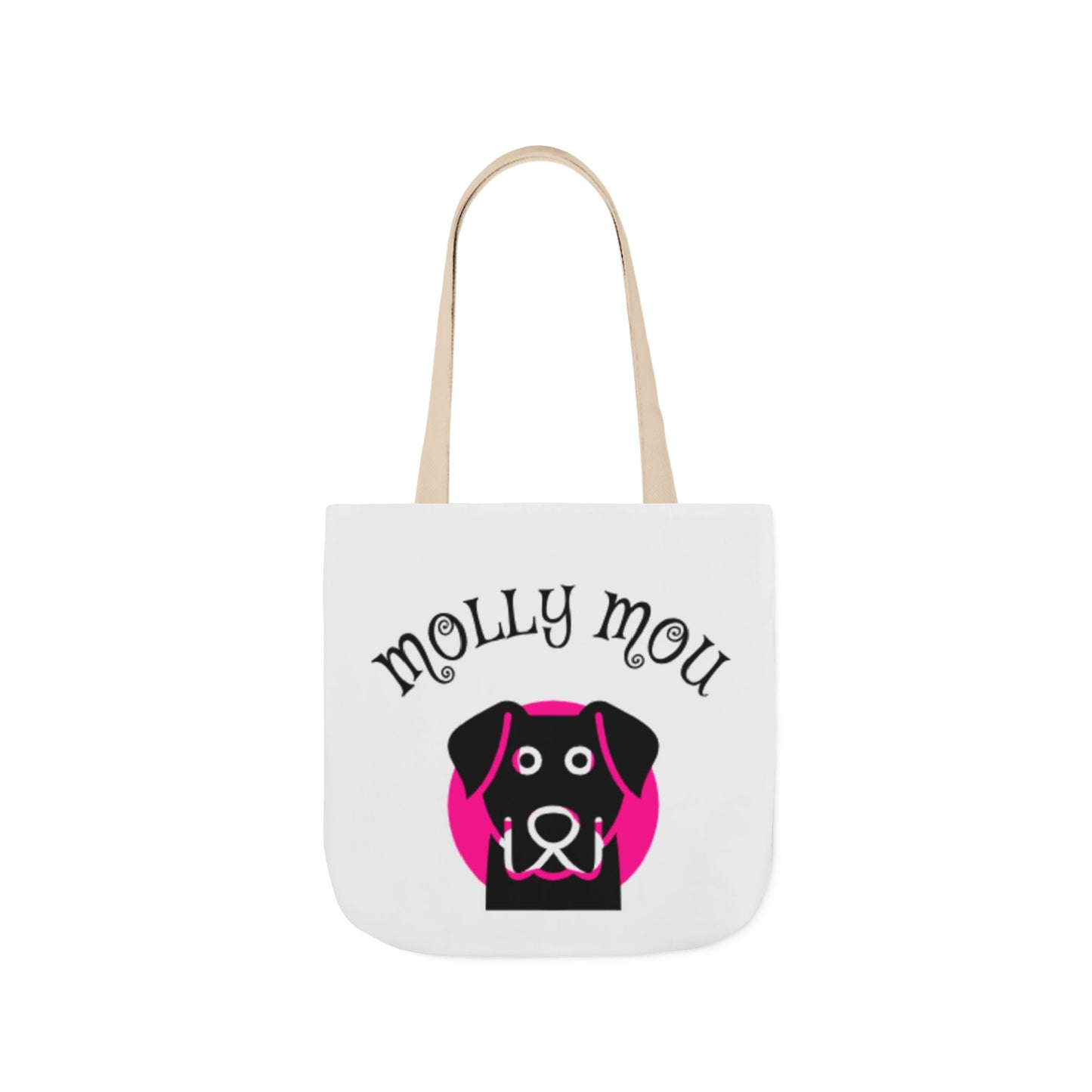 Personalized Dog Lover Canvas Tote Bag - Molly Mou Design with 5-Color Straps