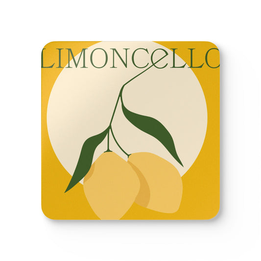 Limoncello Corkwood Coaster Set - Vibrant Fruit Design, Perfect for Parties & Gatherings