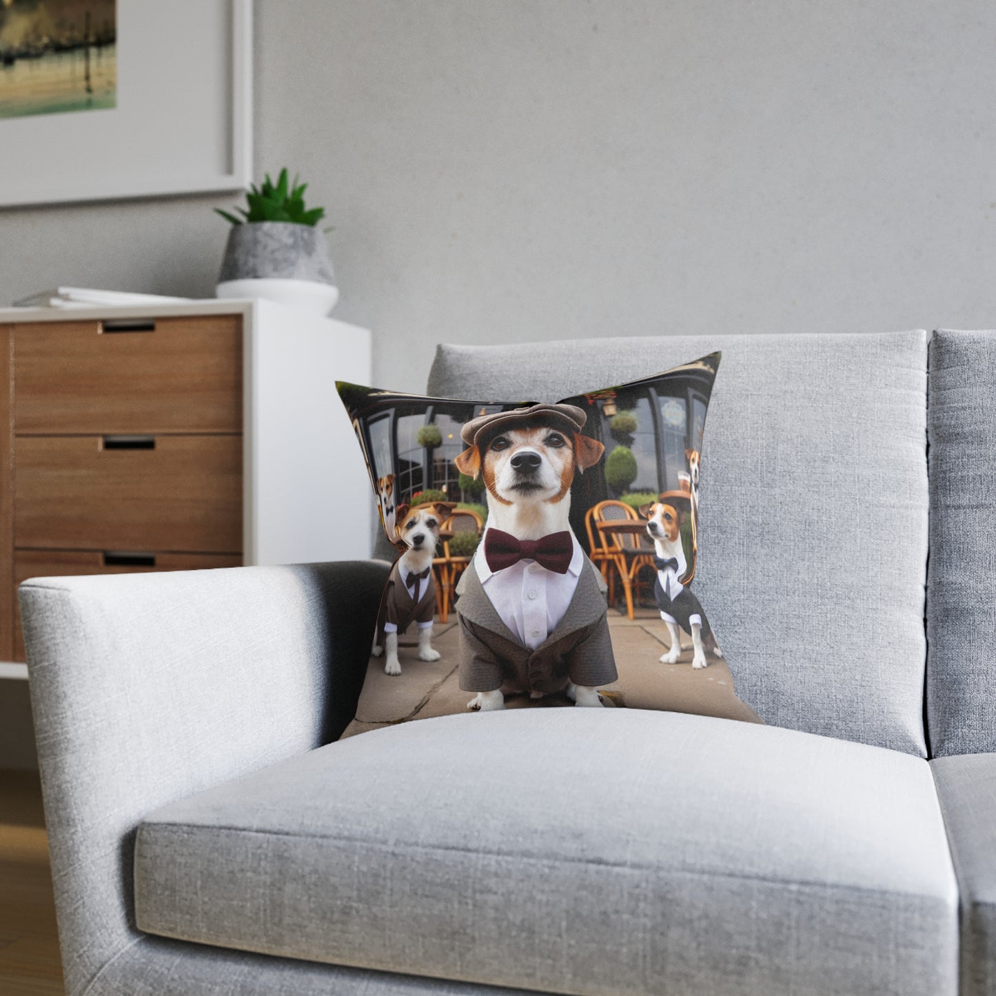 Dapper Dog Square Pillow - Stylish Pet Decor for Dog Lovers