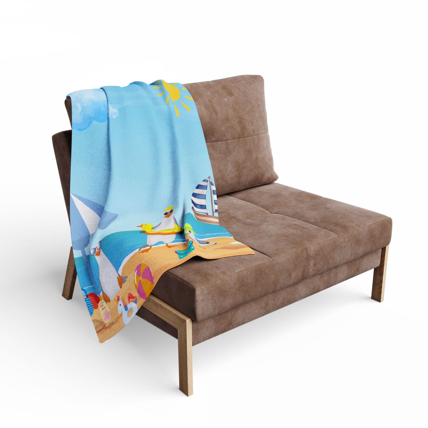 Beach-Themed Fleece Blanket - Cozy Throw for Summer, Perfect for Picnics, Camping, Home Decor, Gifts for Beach Lovers