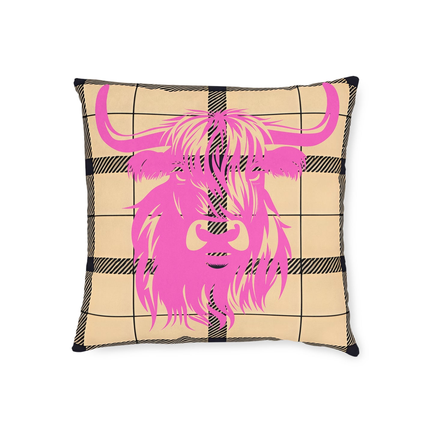 Chic Highland Cow Pillow, Cozy Home Decor, Farmhouse Accent, Personalized Gift, Cute Room Decor, Cow Print Cushion
