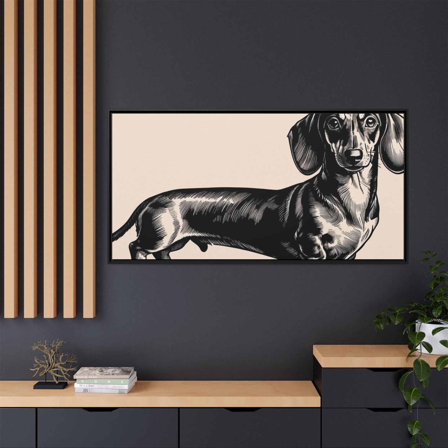 Dachshund Art Print - Charming Framed Canvas Decor for Dog Lovers