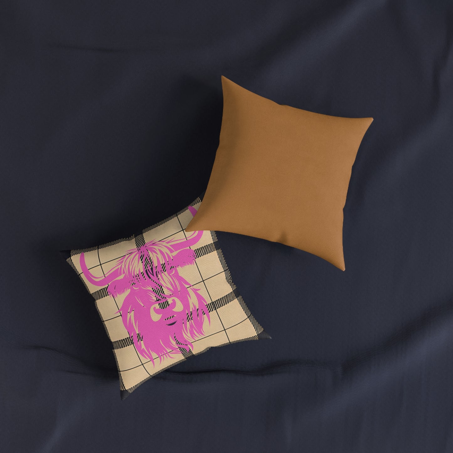 Chic Highland Cow Pillow, Cozy Home Decor, Farmhouse Accent, Personalized Gift, Cute Room Decor, Cow Print Cushion