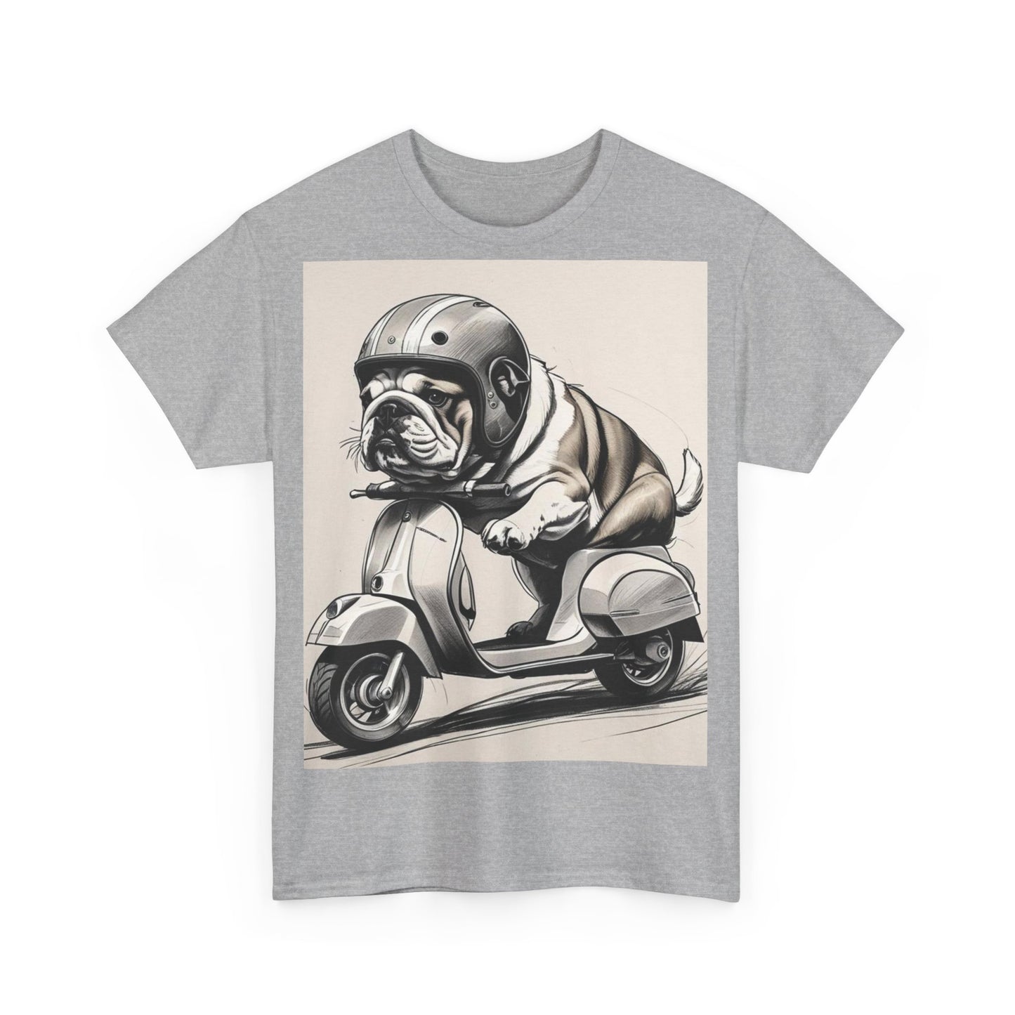 Cool Bulldog Scooter Tee, Unisex Cotton T-Shirt, Dog Lover Gift, Vintage Style Shirt, Fun Pet Apparel, Casual Wear