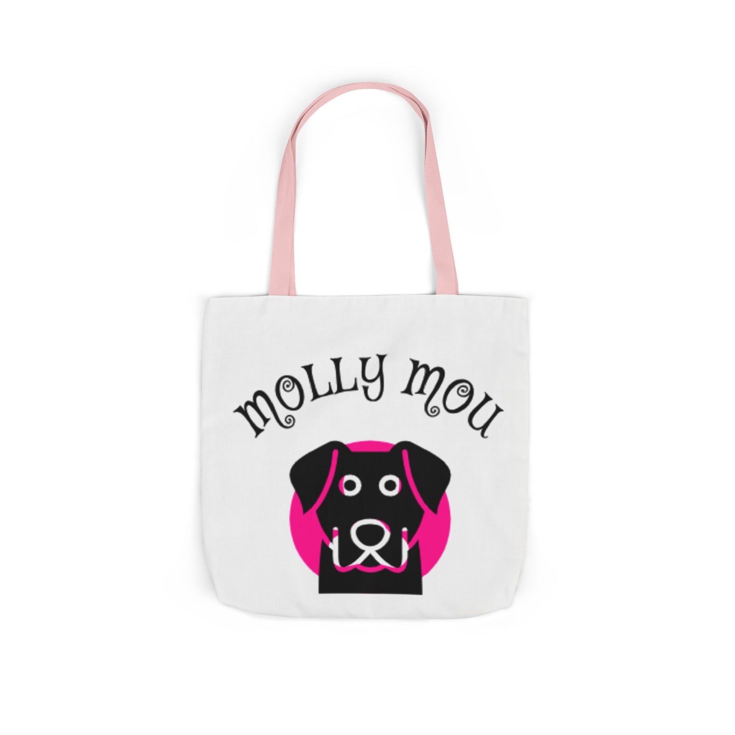 Personalized Dog Lover Canvas Tote Bag - Molly Mou Design with 5-Color Straps