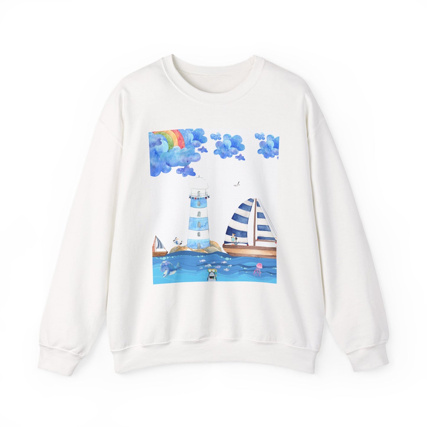 Lighthouse Dreams Crewneck Sweatshirt - Cozy, Unisex, Perfect for Beach Lovers, Relaxed Vibe, Ideal Gift for Friends, Summer Vibes