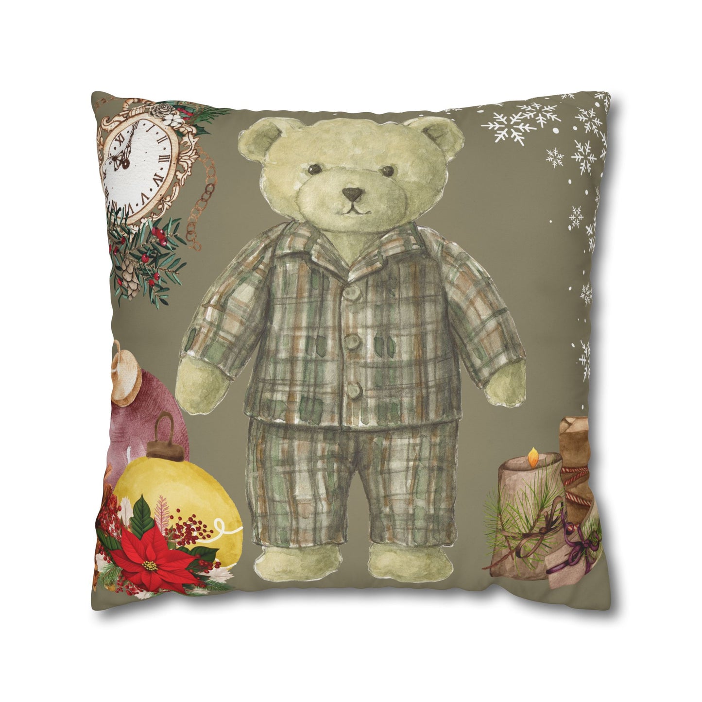 Vintage Teddy Bear Holiday Pillowcase