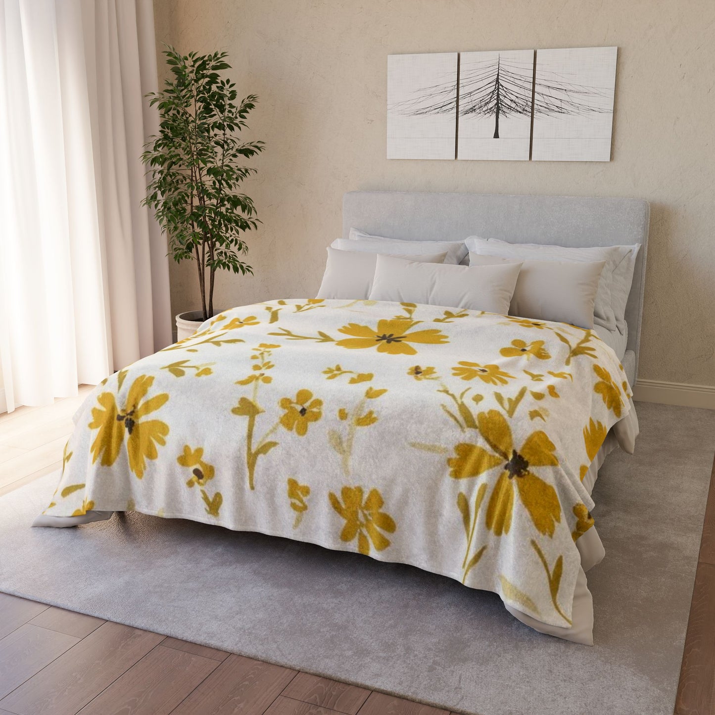 Cozy Floral Polyester Blanket - Soft Throw for Home Decor