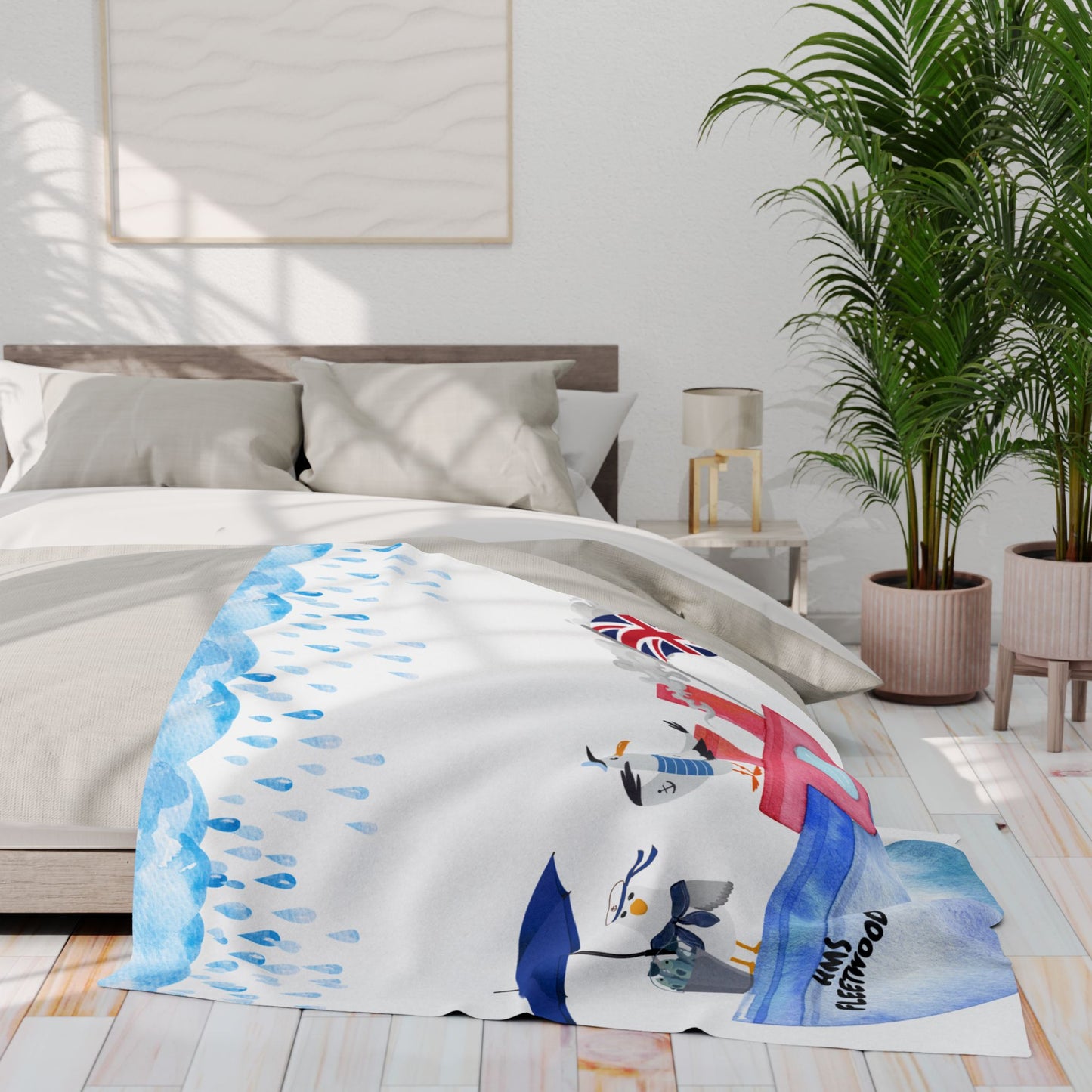 Whimsical Coastal Fleece Blanket - Perfect for Cozy Evenings, Beach Lovers, Summer, Nautical Decor, Gift Idea