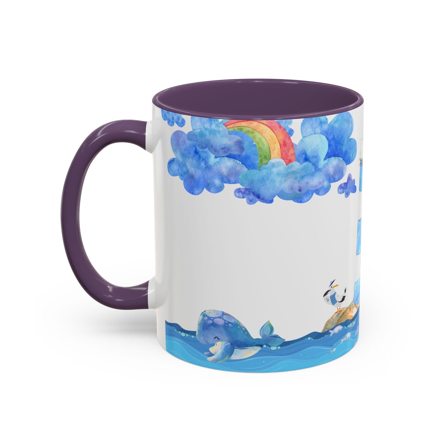 Ocean-Inspired Accent Coffee Mug, Nautical Decor, Lighthouse & Sailboat Design, Perfect Gift for Beach Lovers, Ideal for Home or Office