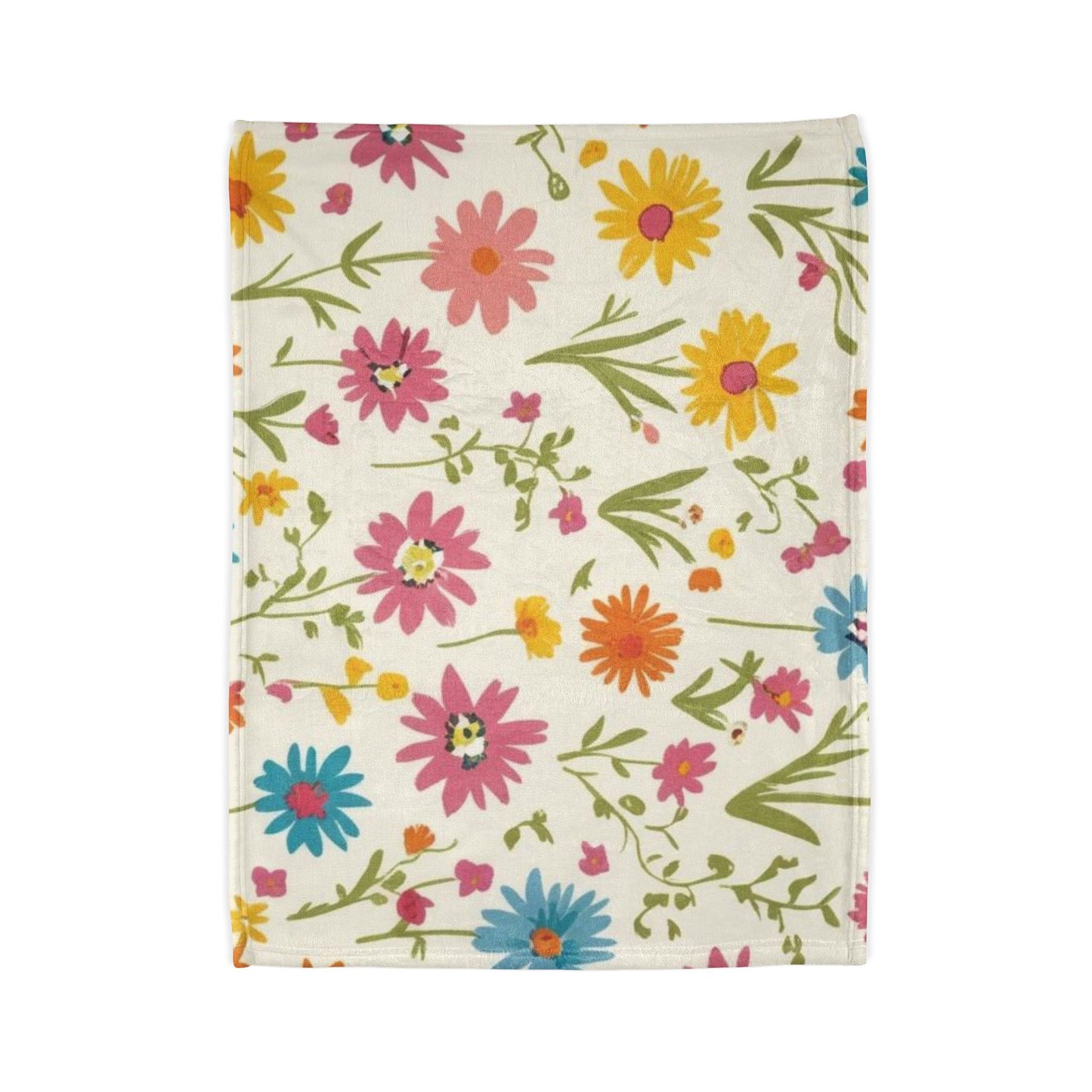 Bright Floral Soft Polyester Blanket - Perfect for Cozying Up & Home Decor