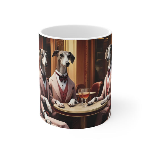 Elegant Greyhound Ceramic Coffee Cup – 11oz & 15oz – Perfect for Dog Lovers and Unique Gift Ideas