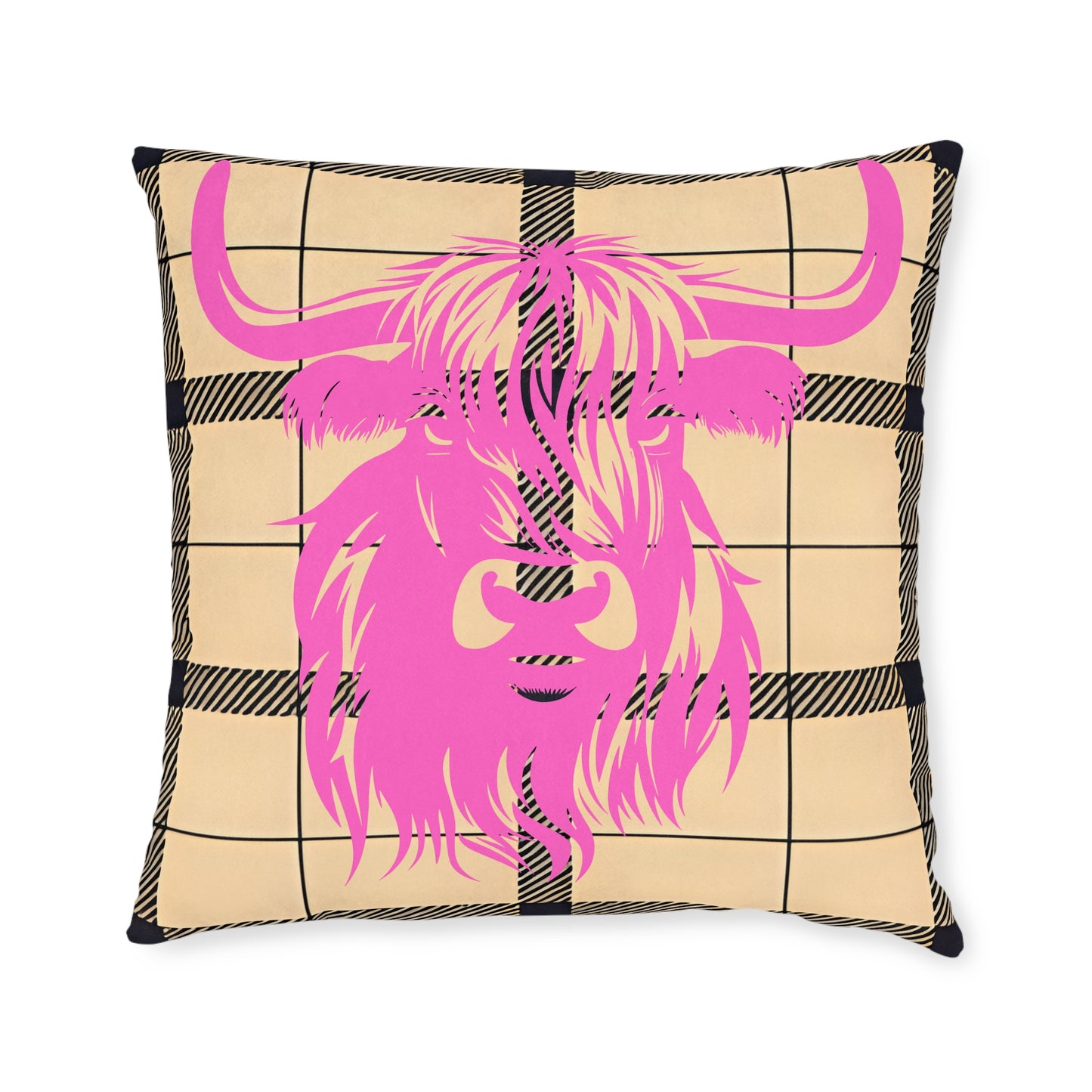 Chic Highland Cow Pillow, Cozy Home Decor, Farmhouse Accent, Personalized Gift, Cute Room Decor, Cow Print Cushion