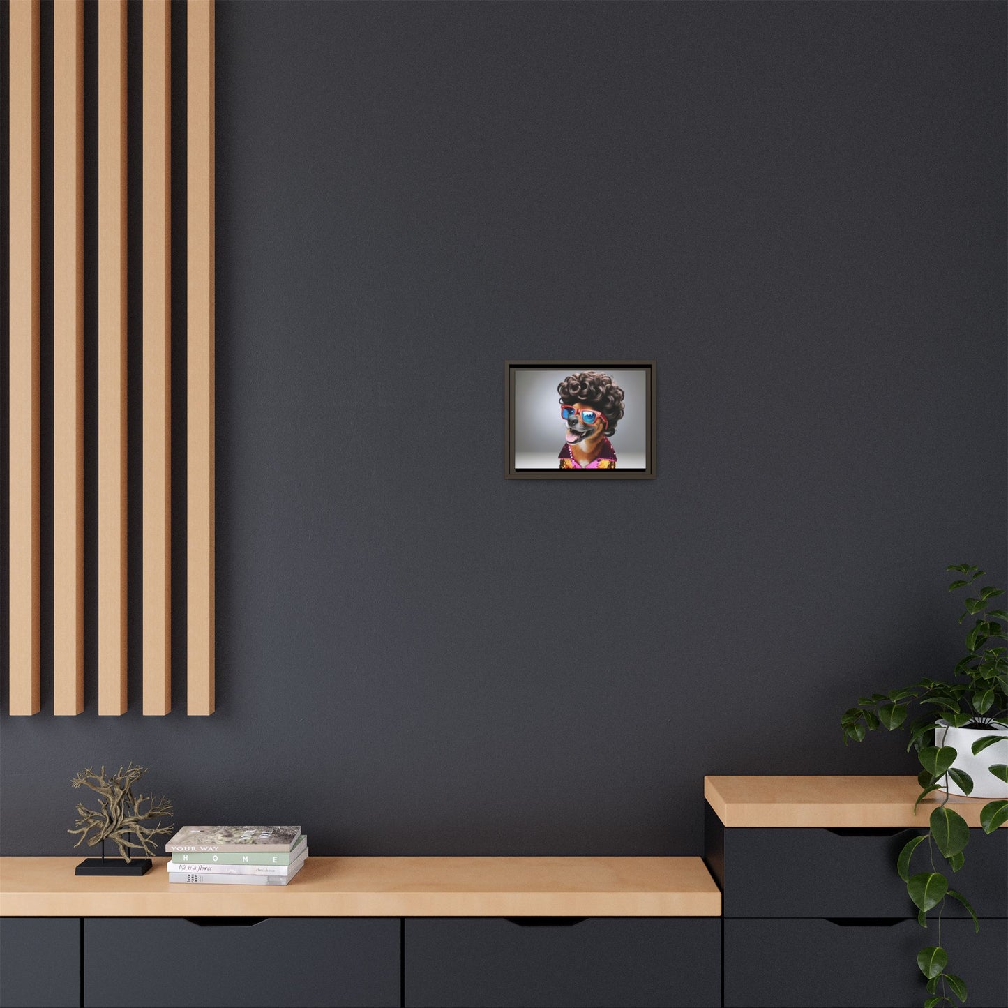 Funny Dog Portrait Wall Art - Funky Framed Matte Canvas