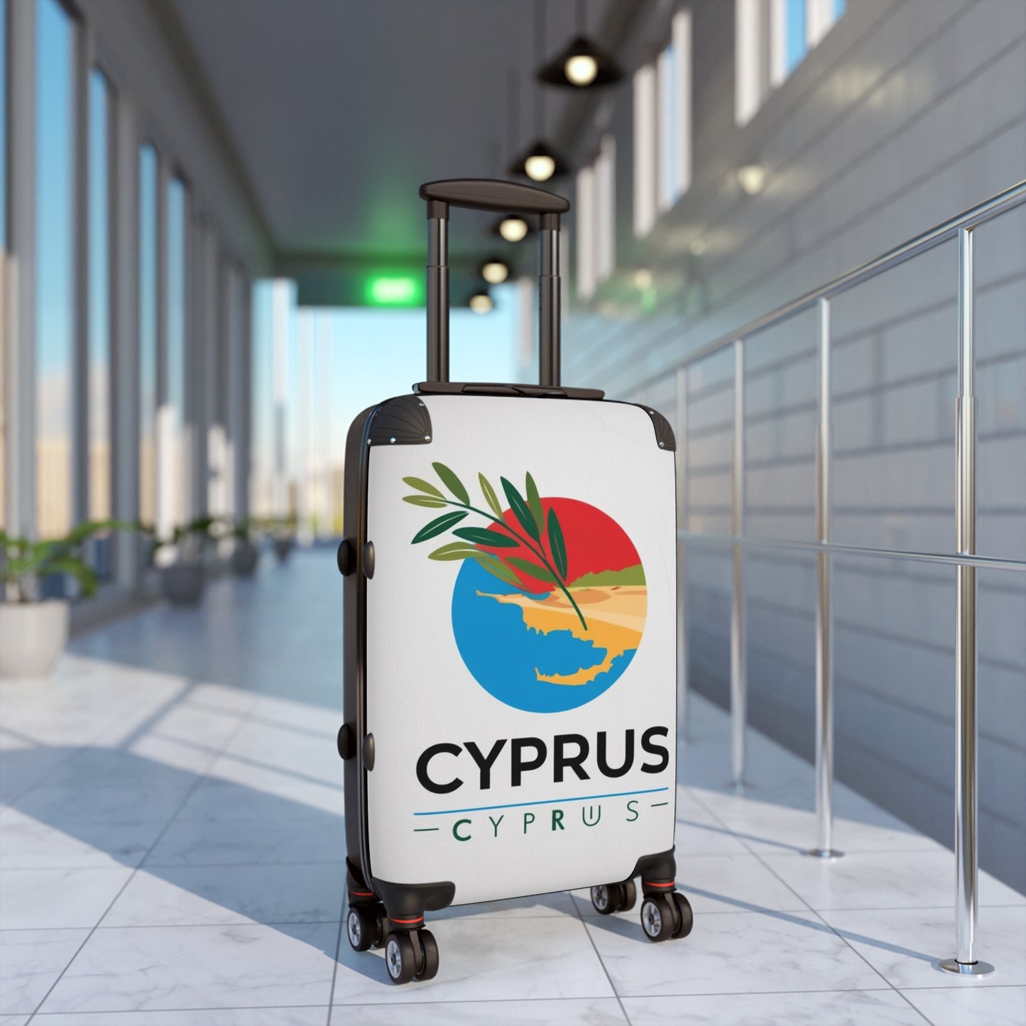 Stylish Cyprus Suitcase with Olive Branch Design - Perfect for Travel Lovers